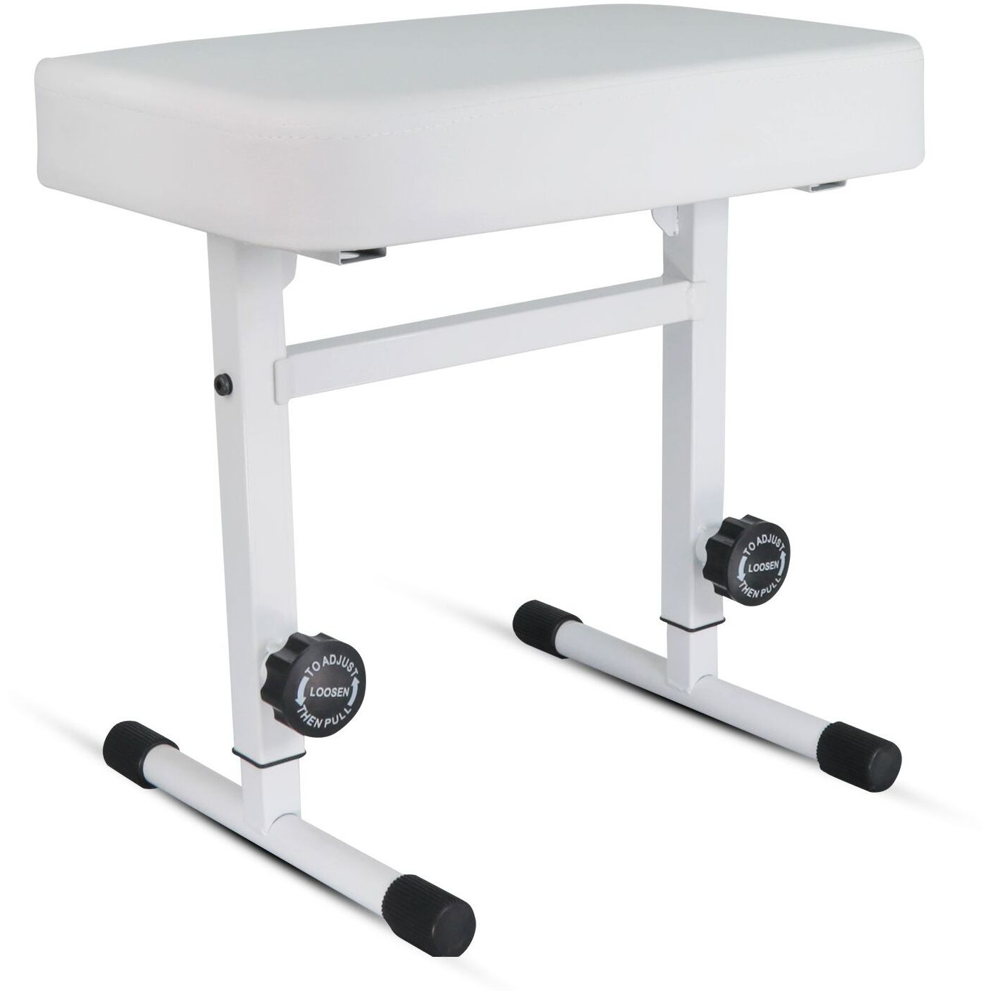 5 CORE Keyboard Bench Piano Stool T Style White Thick Padded Cushion Seat | Height Adjustable 17 to 22 inch | Keyboard Chair (PU Leather) KBB H-ADJ WH