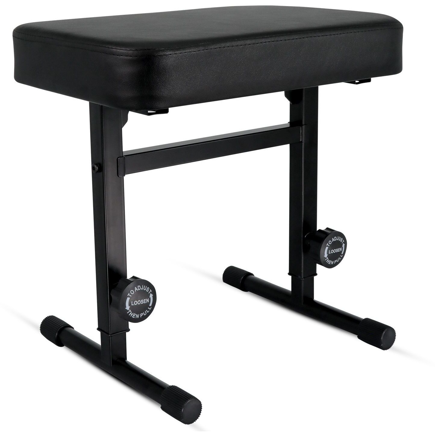 5 CORE Keyboard Bench Piano Stool T Style Black Thick Padded Cushion Seat | Height Adjustable 17 to 22 inch | Keyboard Chair (PU Leather) KBB H-ADJ BLK