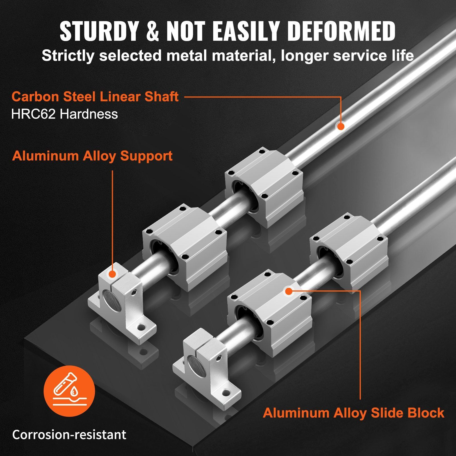 VEVOR Linear Guide Rail Set, SFC20 1000mm, 2 PCS 39.4 in/1000 mm SFC20 Guide Rails 4 PCS SC20 Slide Blocks 4 PCS Rail Supports, Linear Rails and Bearings Kit for Automated Machines CNC DIY Project