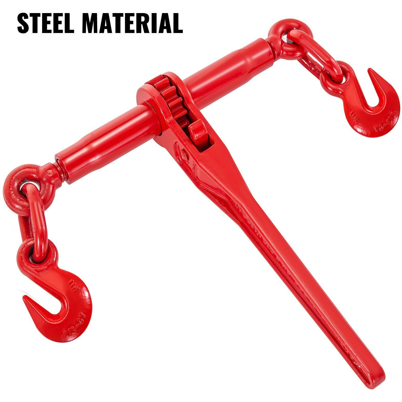 VEVOR 9215LBS 3/8" 1/2" Ratchet Binders 9,215 LBS Secure Working Load, G70 Hooks and Adjustable Length, for Grade 70-80 Chains, Tie Down, Hauling, Towing, 2-Pack, Red