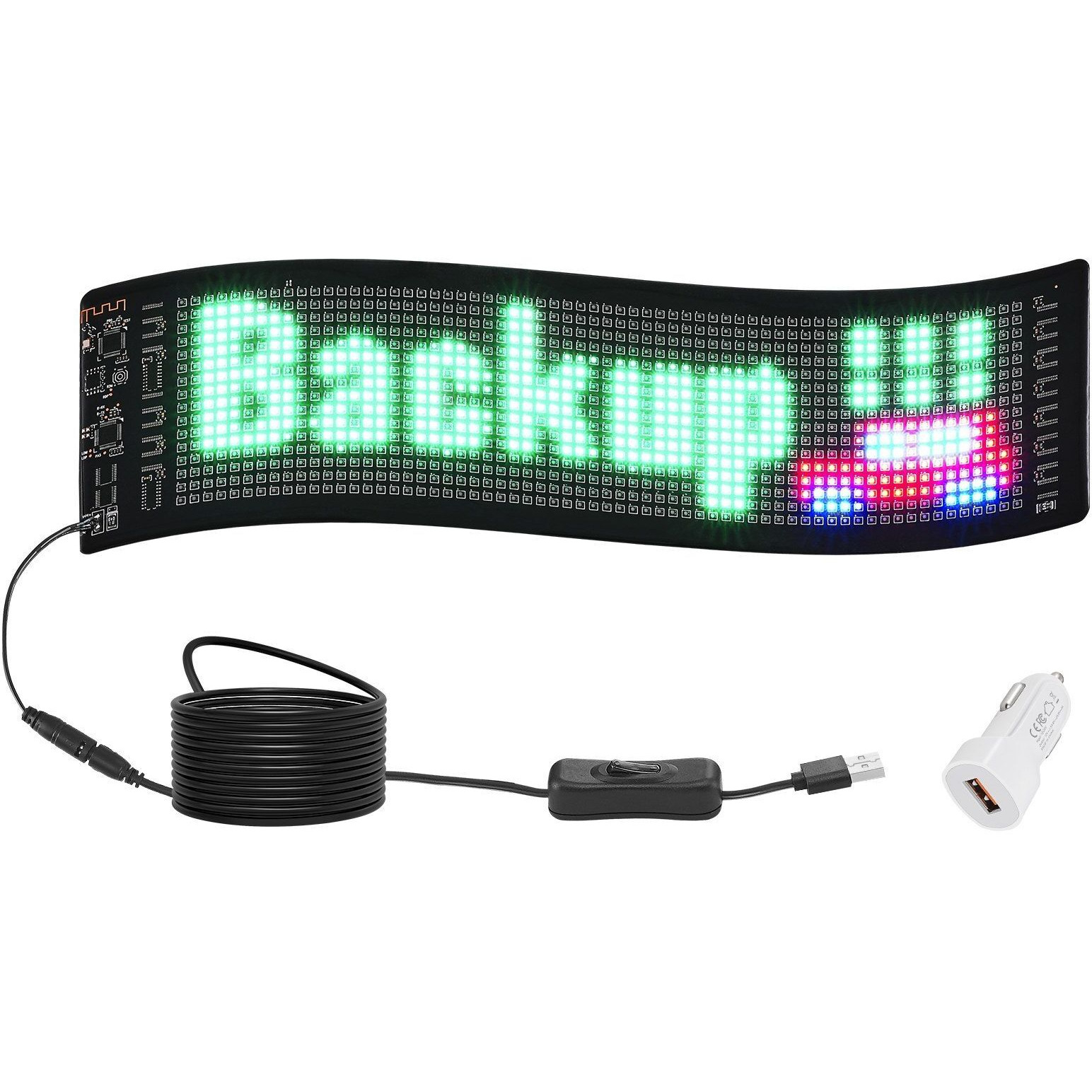VEVOR Programmable LED Sign, P5 Full Color LED Scrolling Panel, DIY Custom Text Animation Pattern Display Board, Bluetooth APP Control Message Shop Sign for Store Business Car Bar Advertising, 15&quotx4"
