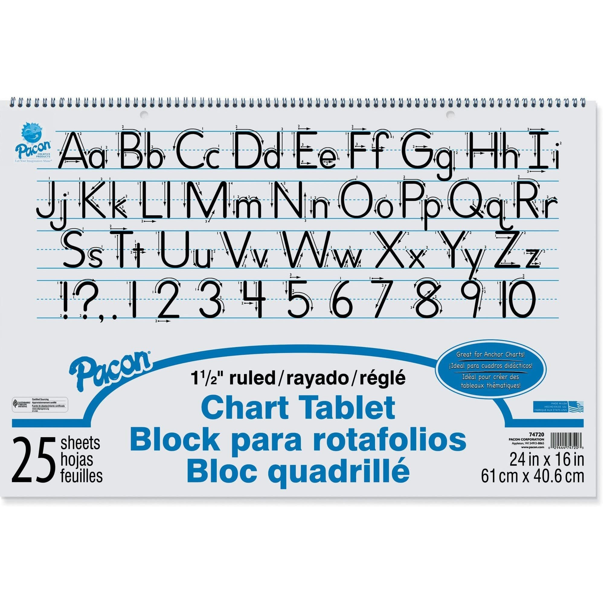 CHART TABLET 1.5IN RULED 25CT 24X16