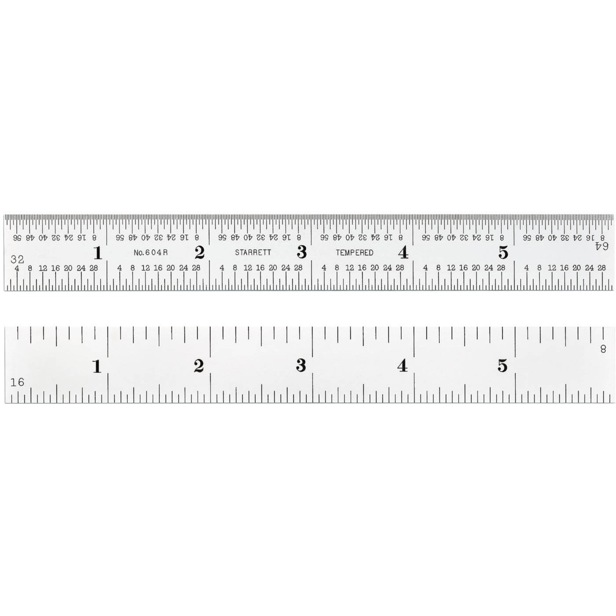 C604R-6 6" Spring-Tempered Steel Rule with Inch Graduations, Graduations at 8ths, 16ths, Quick-Reading 32nds, 64ths