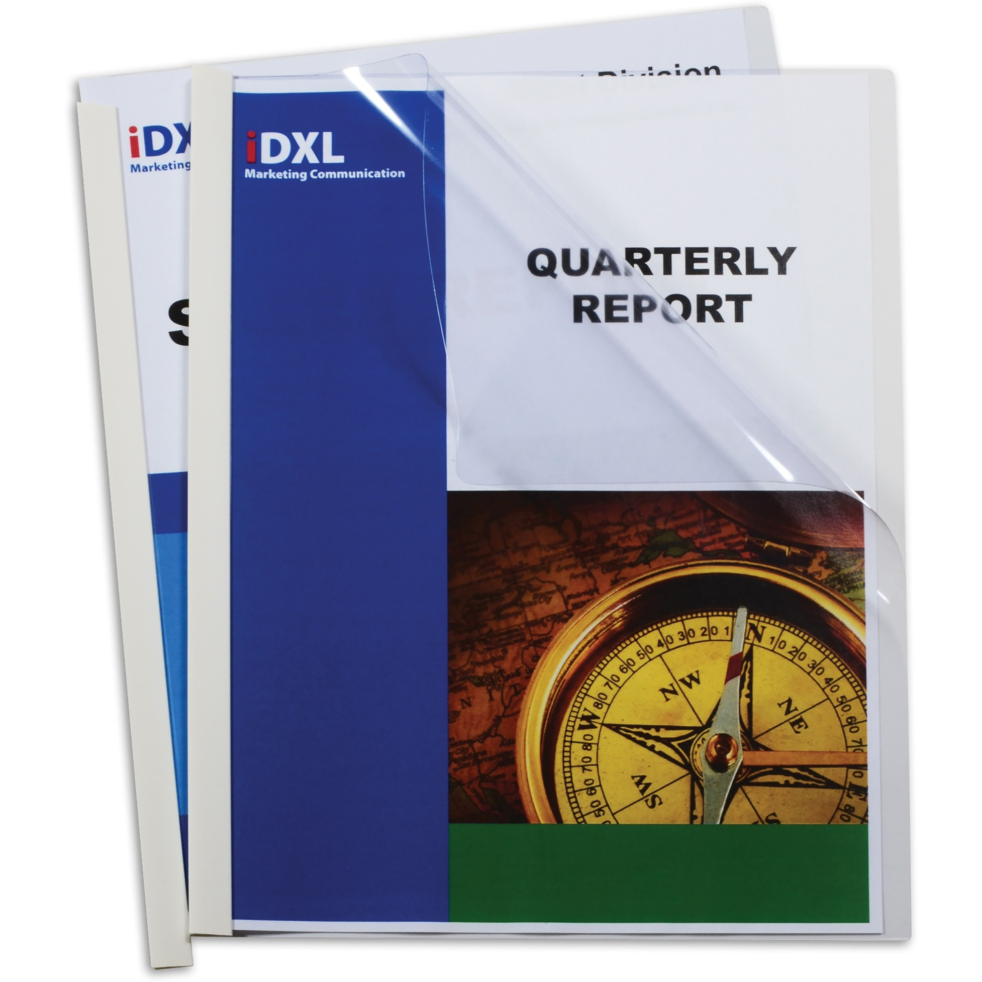 Vinyl Report Covers with Binding Bars, Clear, white binding bars, 11 x 8 1/2, 50/BX, 32557