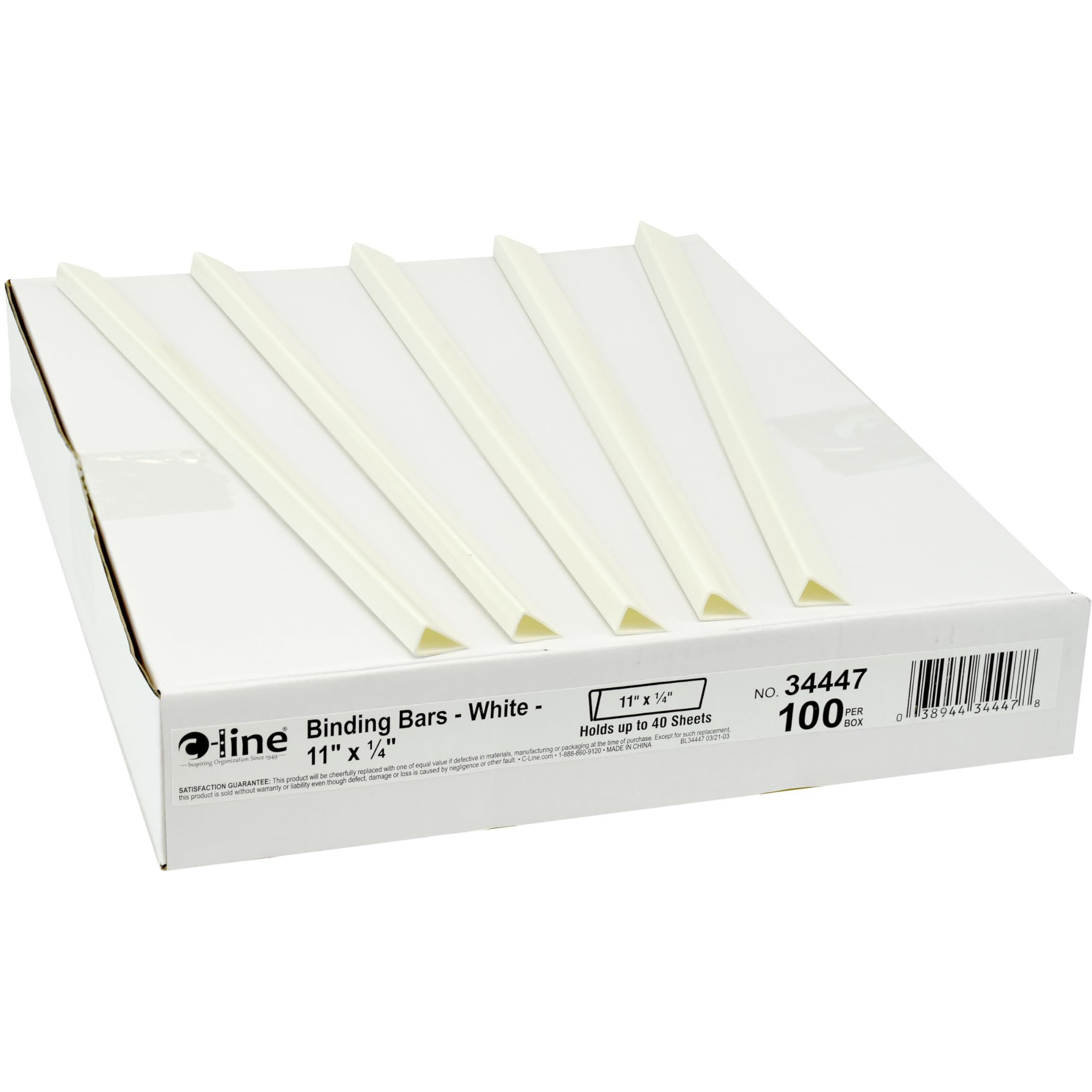 Binding Bars Only, White, 11 x 1/4, 100/BX, 34447