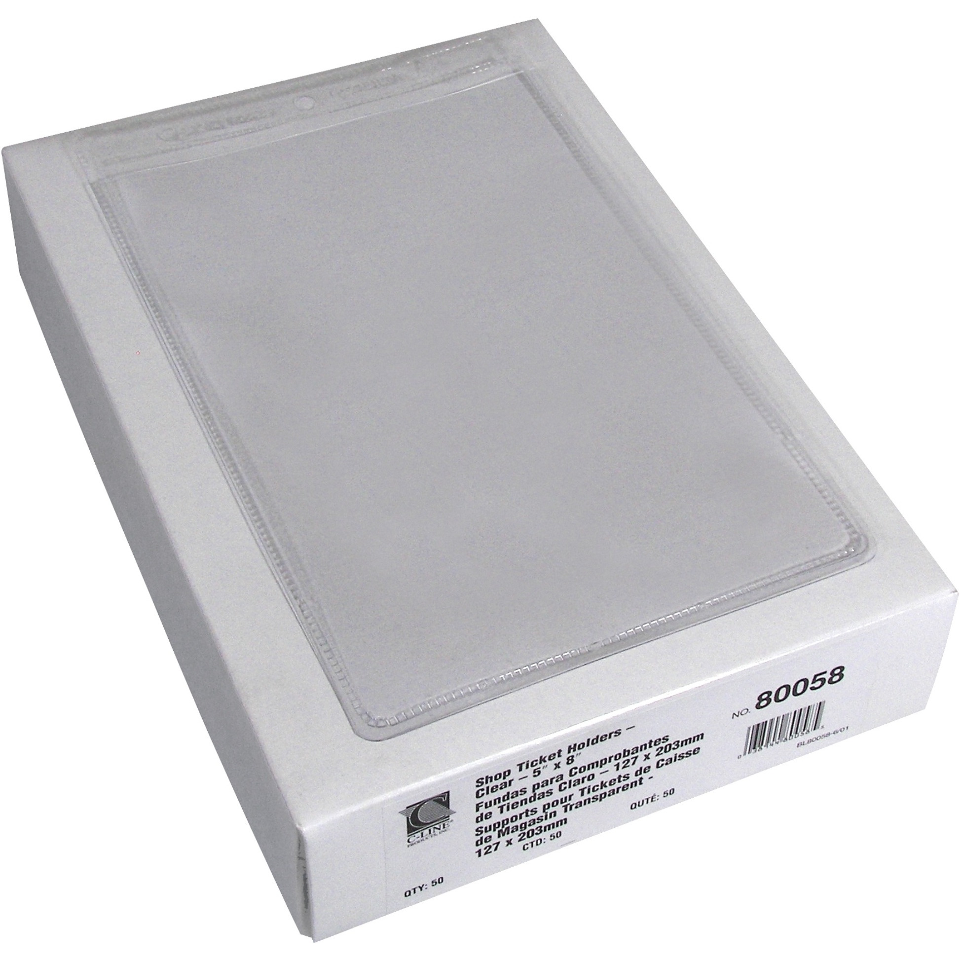 Vinyl Shop Ticket Holder, both sides clear, 5 x 8, 50/BX, 80058