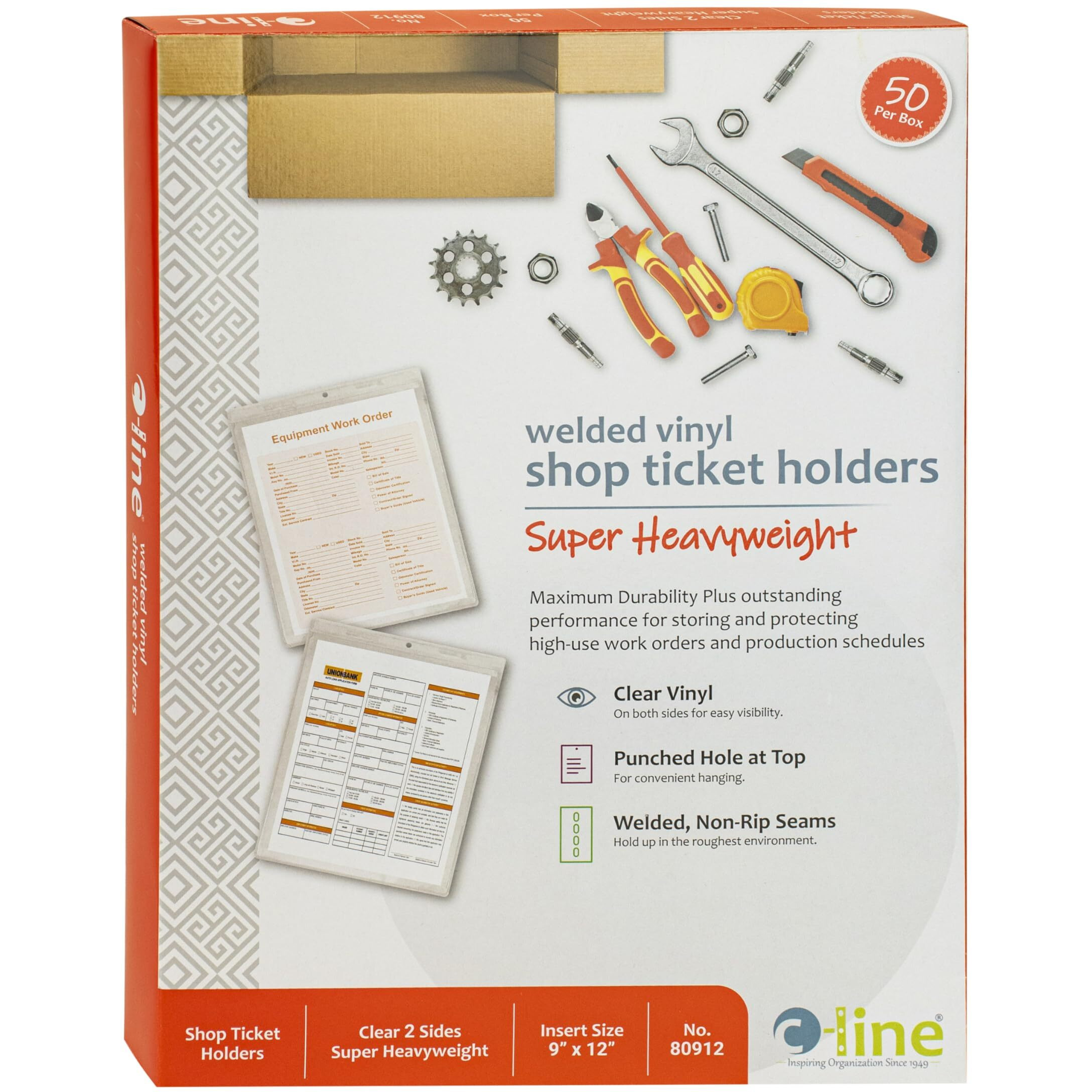 Vinyl Shop Ticket Holder, both sides clear, 9 x 12, 50/BX, 80912