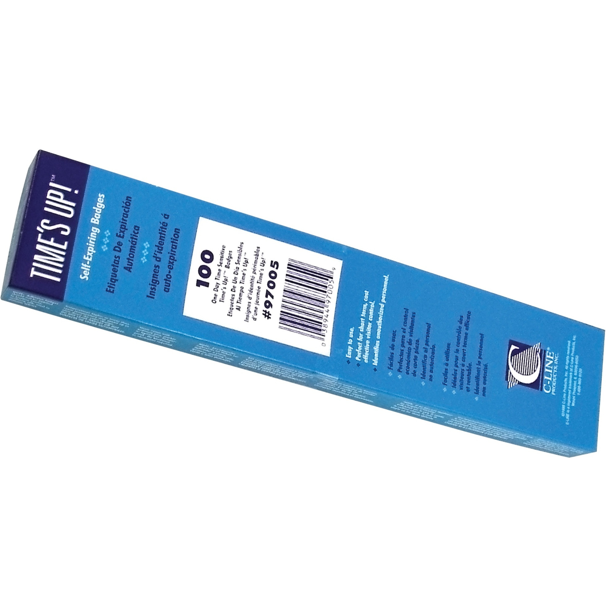 Time's Up Self-Expiring Visitor Badges, One Day Badge, 3 x 2, 100/BX, 97005