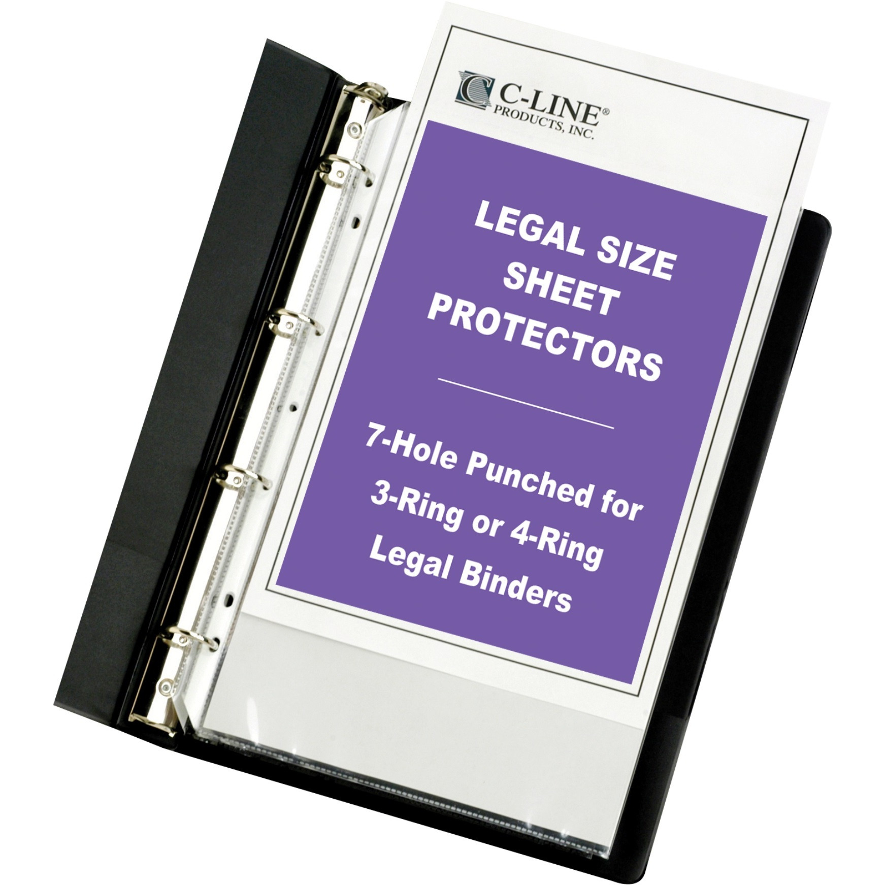 Heavyweight Polypropylene Sheet Protector, LEGAL clear, 7-hole punched for 3-ring or 4-ring binders, 14 x 8 1/2, 50/BX, 62047