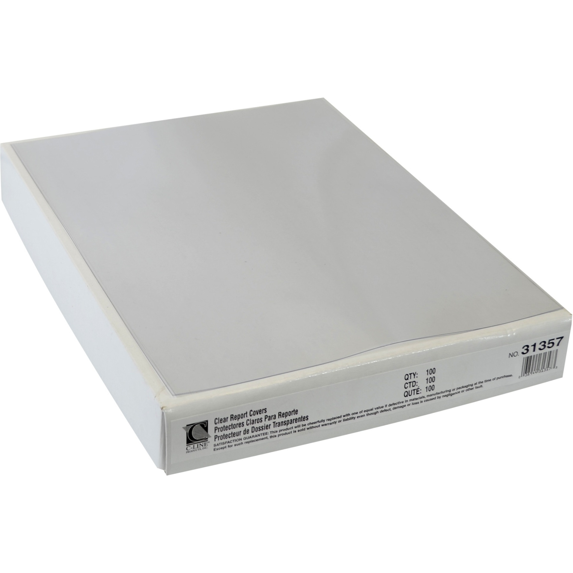 Report Covers Only, vinyl, clear, 11 x 8 1/2, 100/BX, 31357