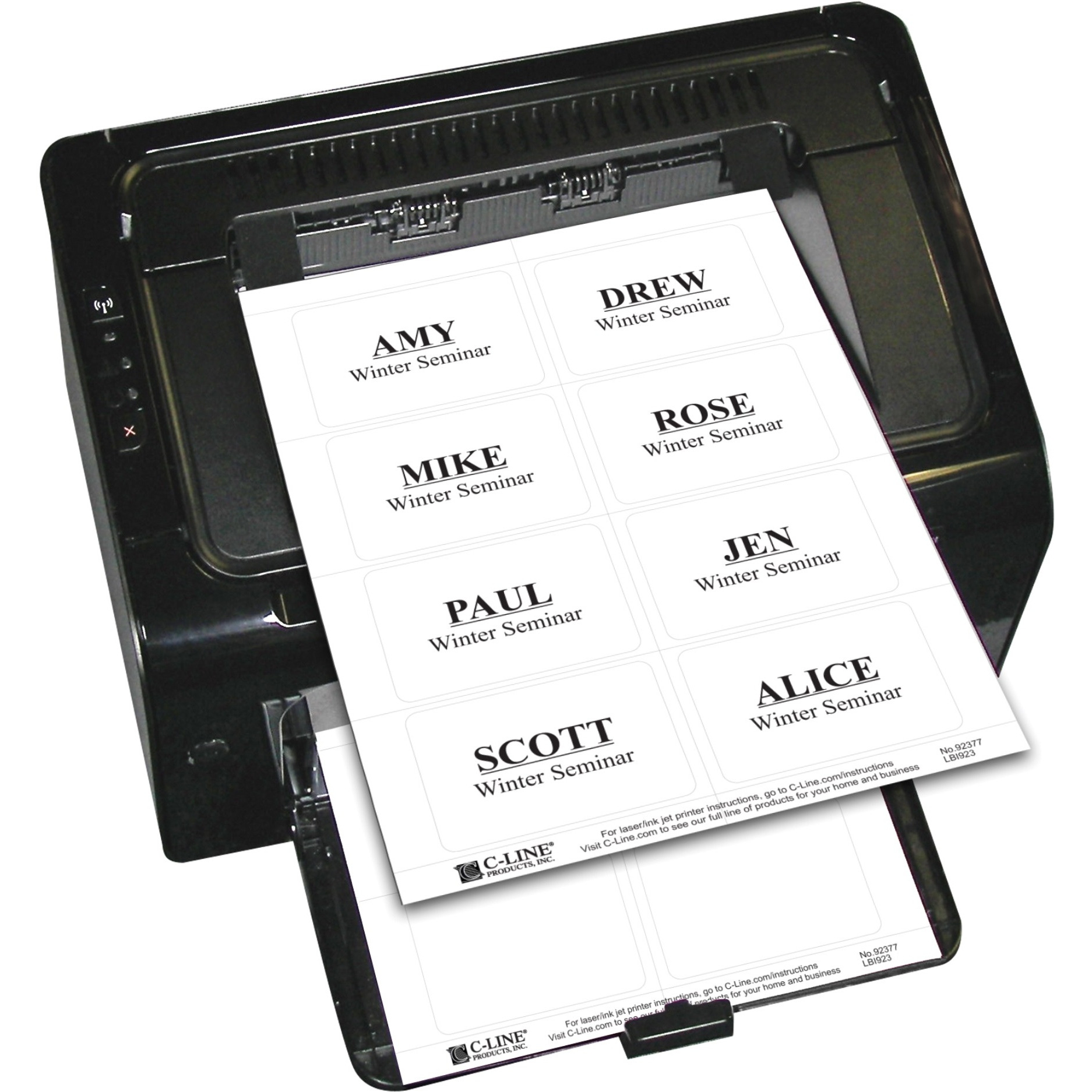 Laser Printer Name Badges, White, 8/Sheet, 3 3/8 x 2 1/3, 200/BX, 92377