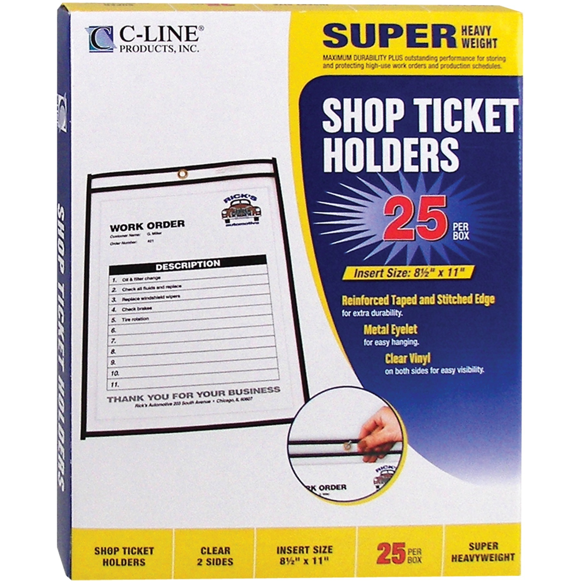 Shop Ticket Holders, Stitched, both sides clear, 8 1/2 x 11, 25/BX, 46911
