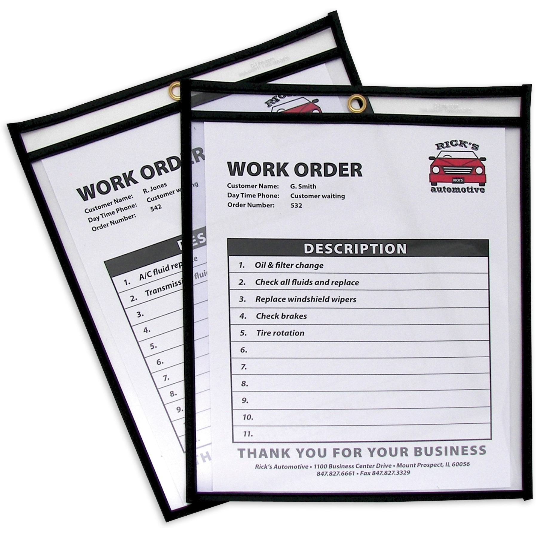 Shop Ticket Holders, Stitched, both sides clear, 8 1/2 x 11, 25/BX, 46911