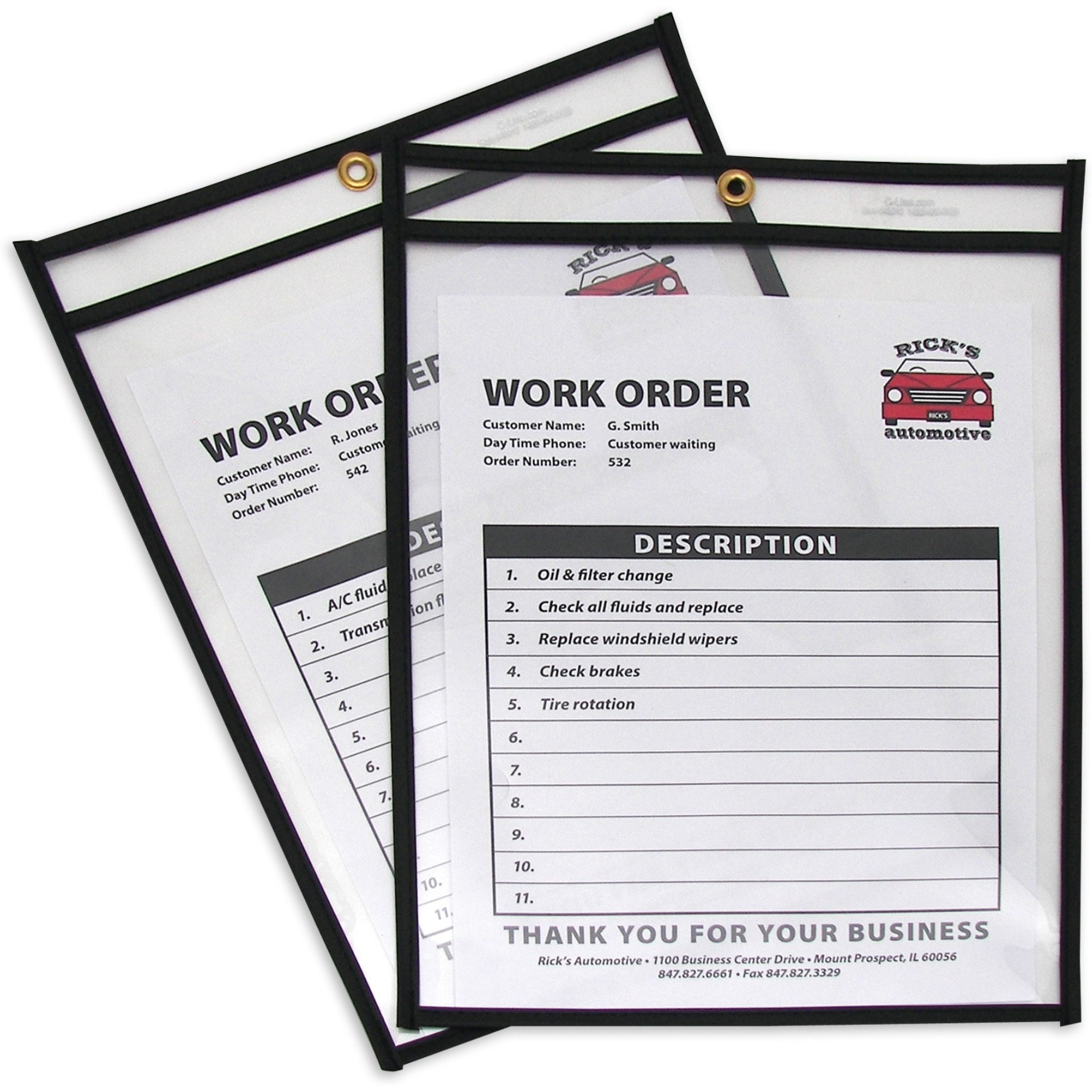 Shop Ticket Holders, Stitched, both sides clear, 9 x 12, 25/BX, 46912