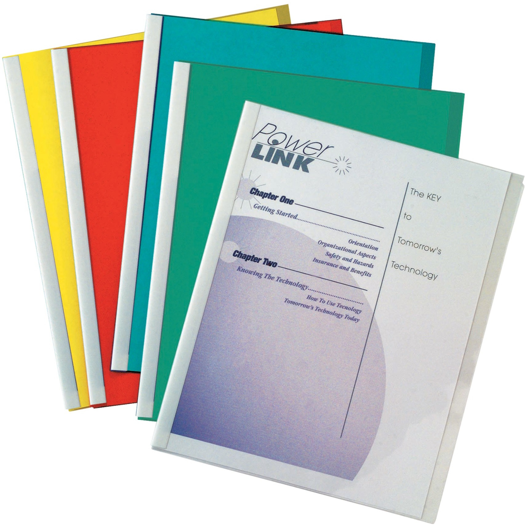 Vinyl Report Covers with Binding Bars, assorted, white binding bars, 11 x 8 1/2, 50/BX, 32550