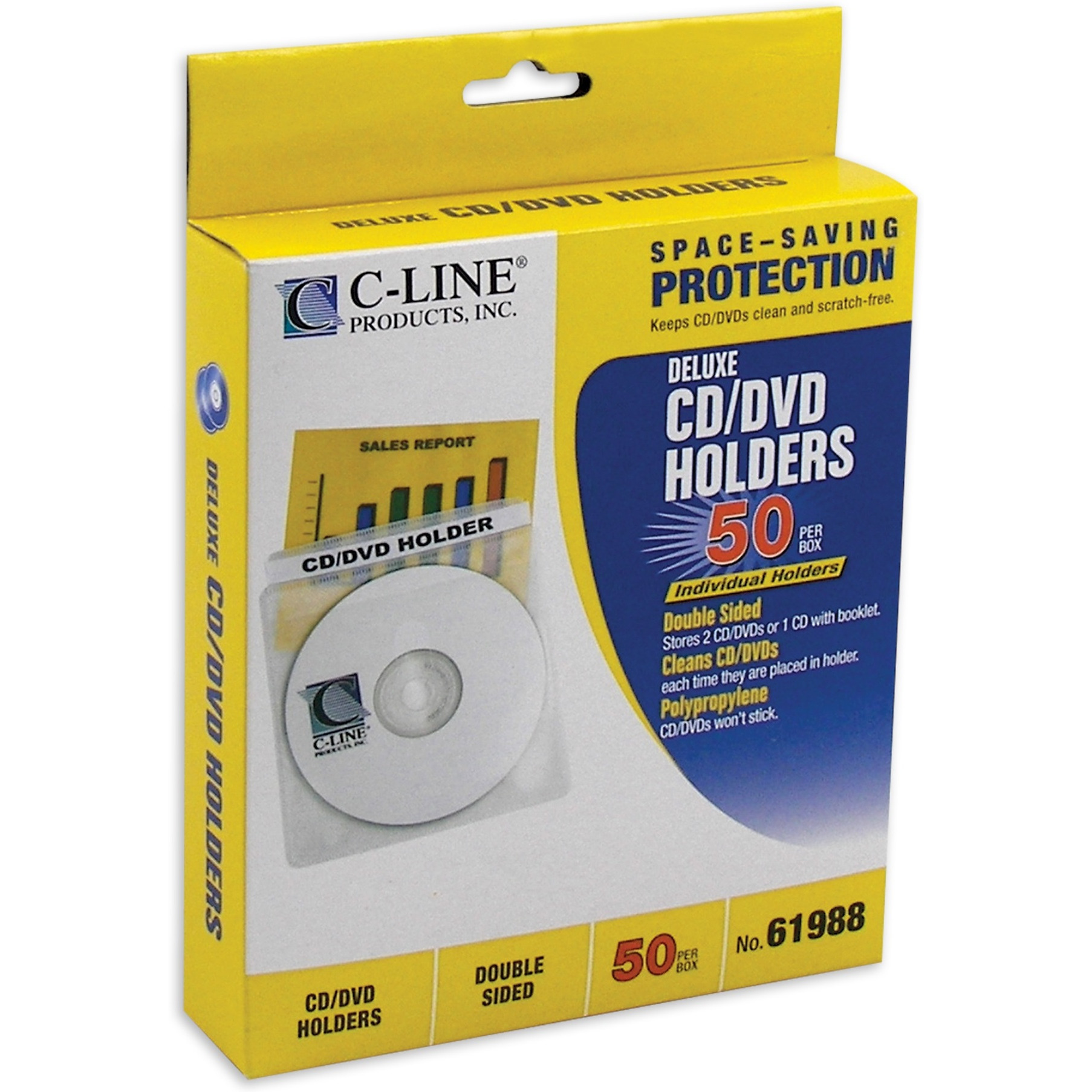 Deluxe Individual CD/DVD Holders, 50/BX, 61988