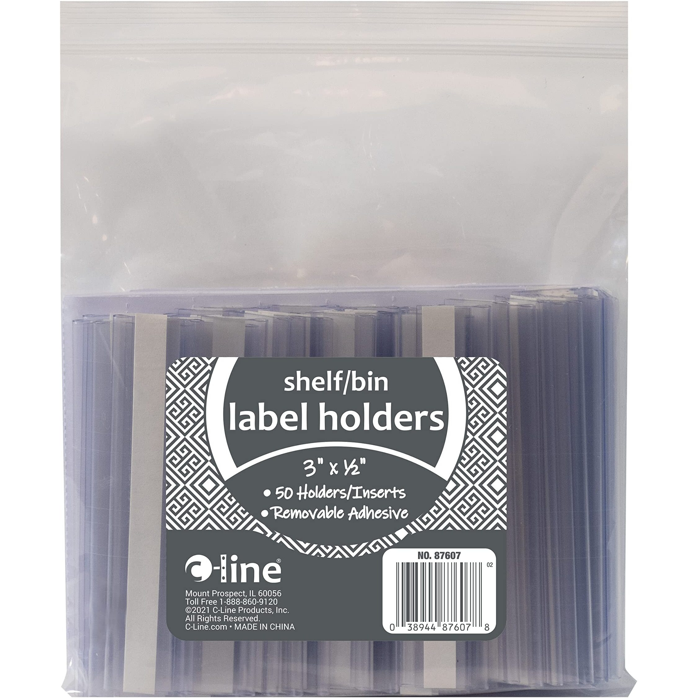 Best Value Peel & Stick Shelf/Bin Label Holders, 1/2 inch x 3 inch Removable Adhesive Label Holder, 50/PK, 87607