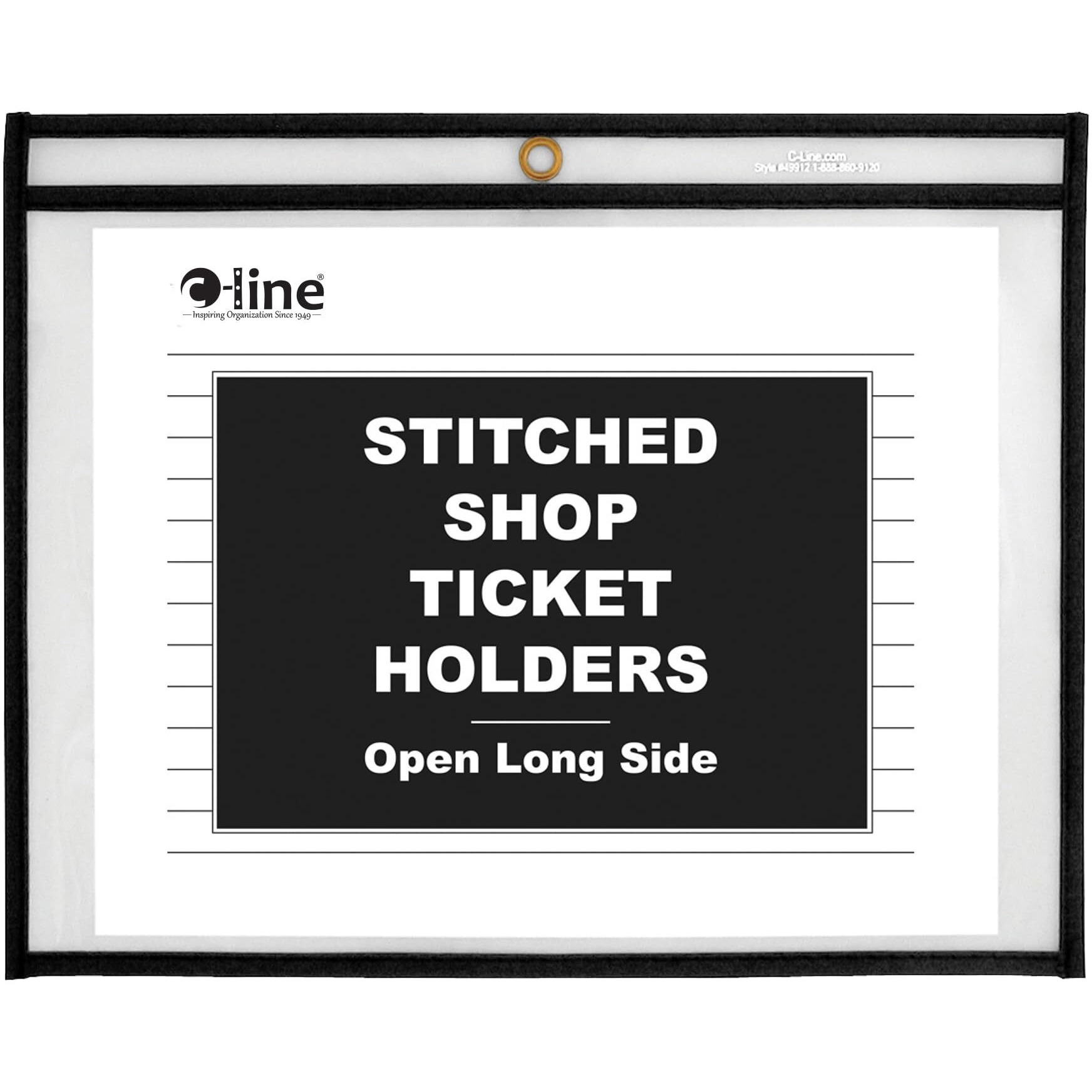 Shop Ticket Holders, Stitched, both sides clear, Open long side, 12 x 9, 25/BX, 49912