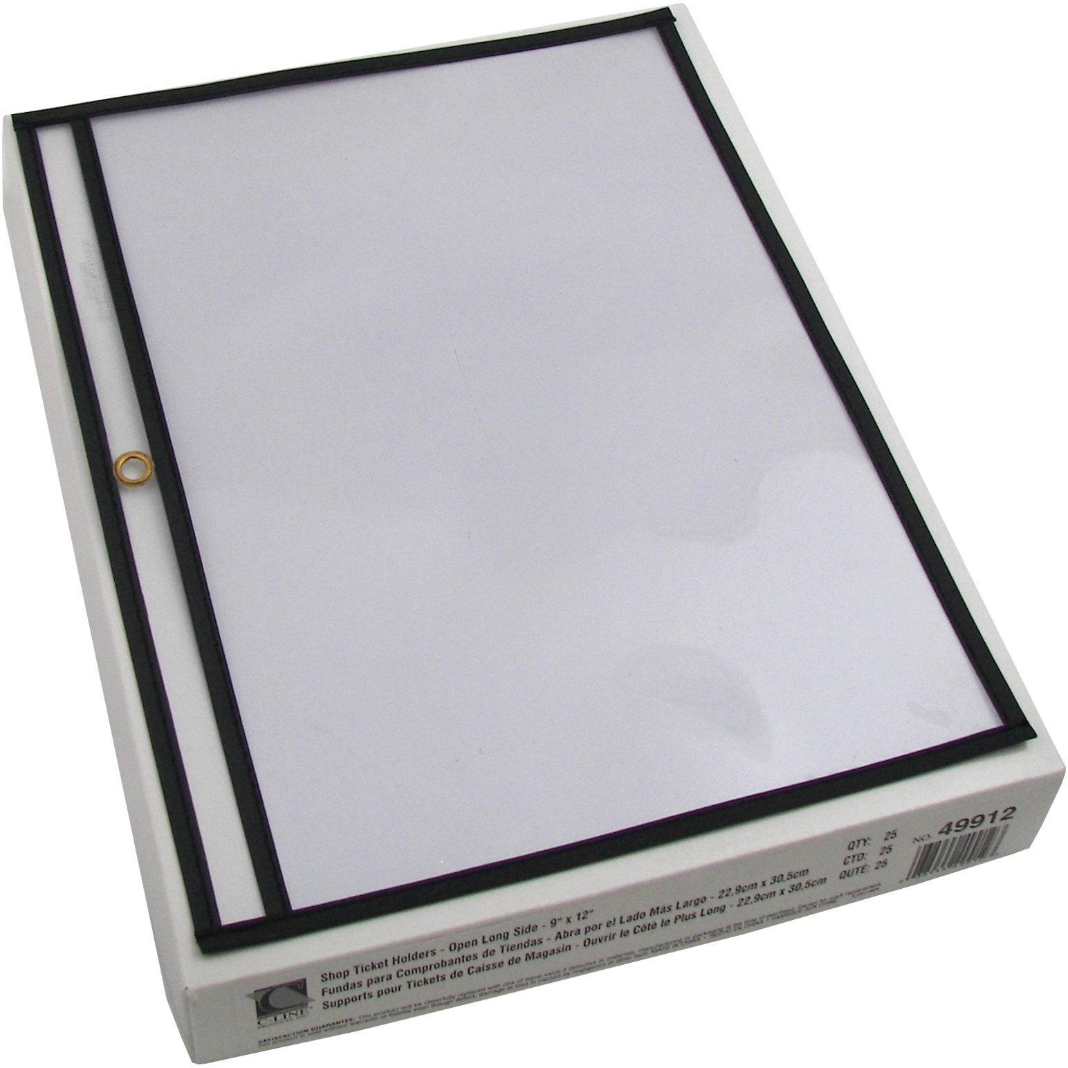Shop Ticket Holders, Stitched, both sides clear, Open long side, 12 x 9, 25/BX, 49912