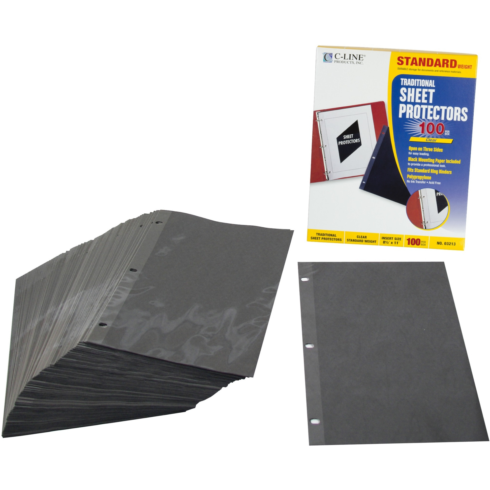 Traditional Polypropylene Sheet Protector, standard weight, 11 x 8 1/2, 100/BX, 03213