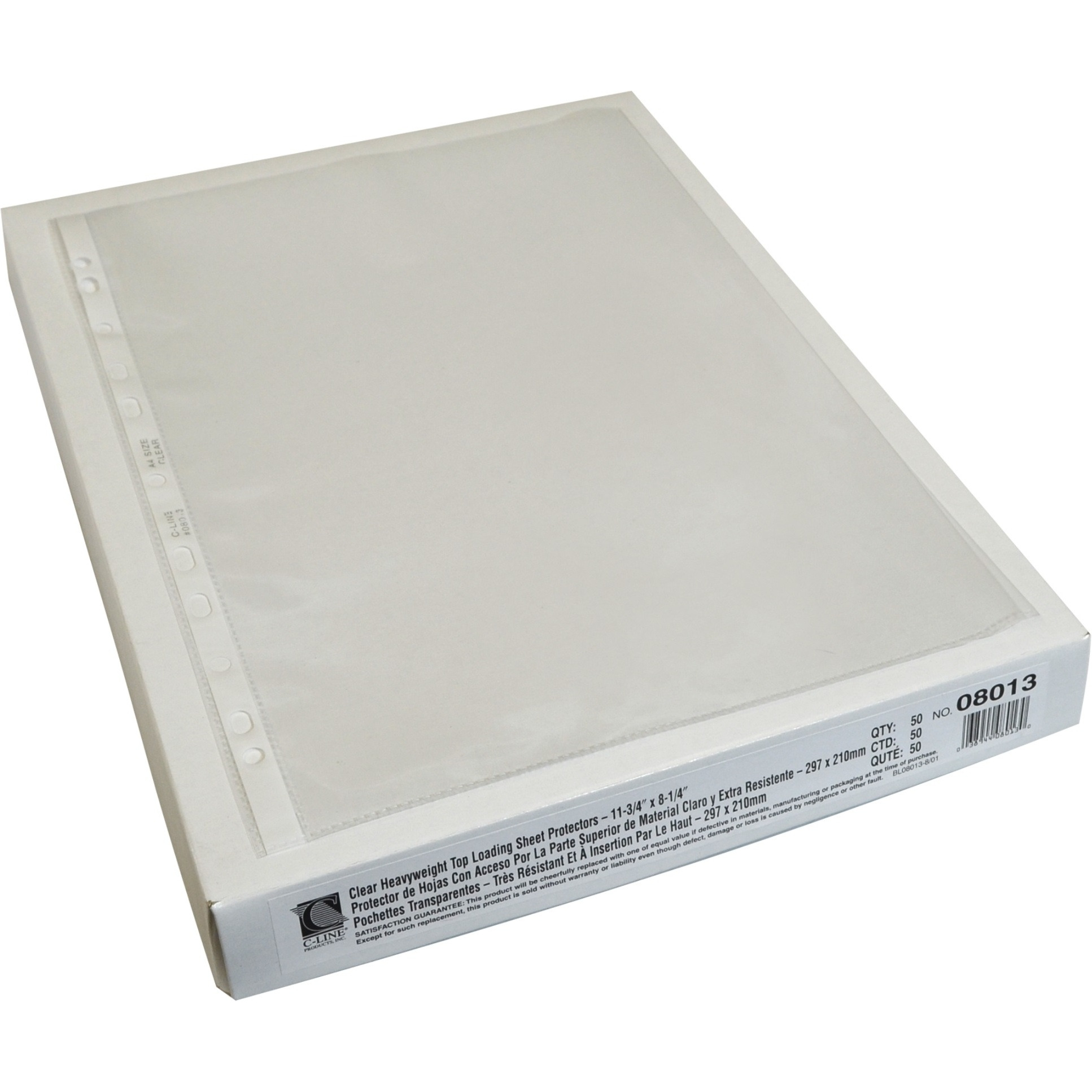 Heavyweight Polypropylene Sheet Protector, A4 SIZE clear, 11 3/4 x 8 1/4, 50/BX, 08013