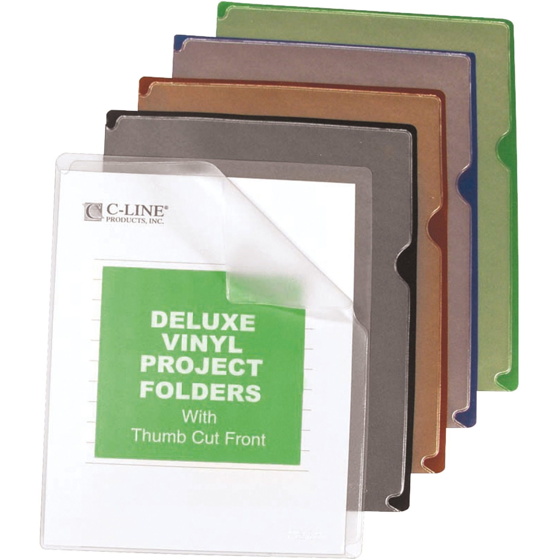 Deluxe Vinyl Project Folders With Colored Backs, 11 x 8 1/2, 35/BX, 62150