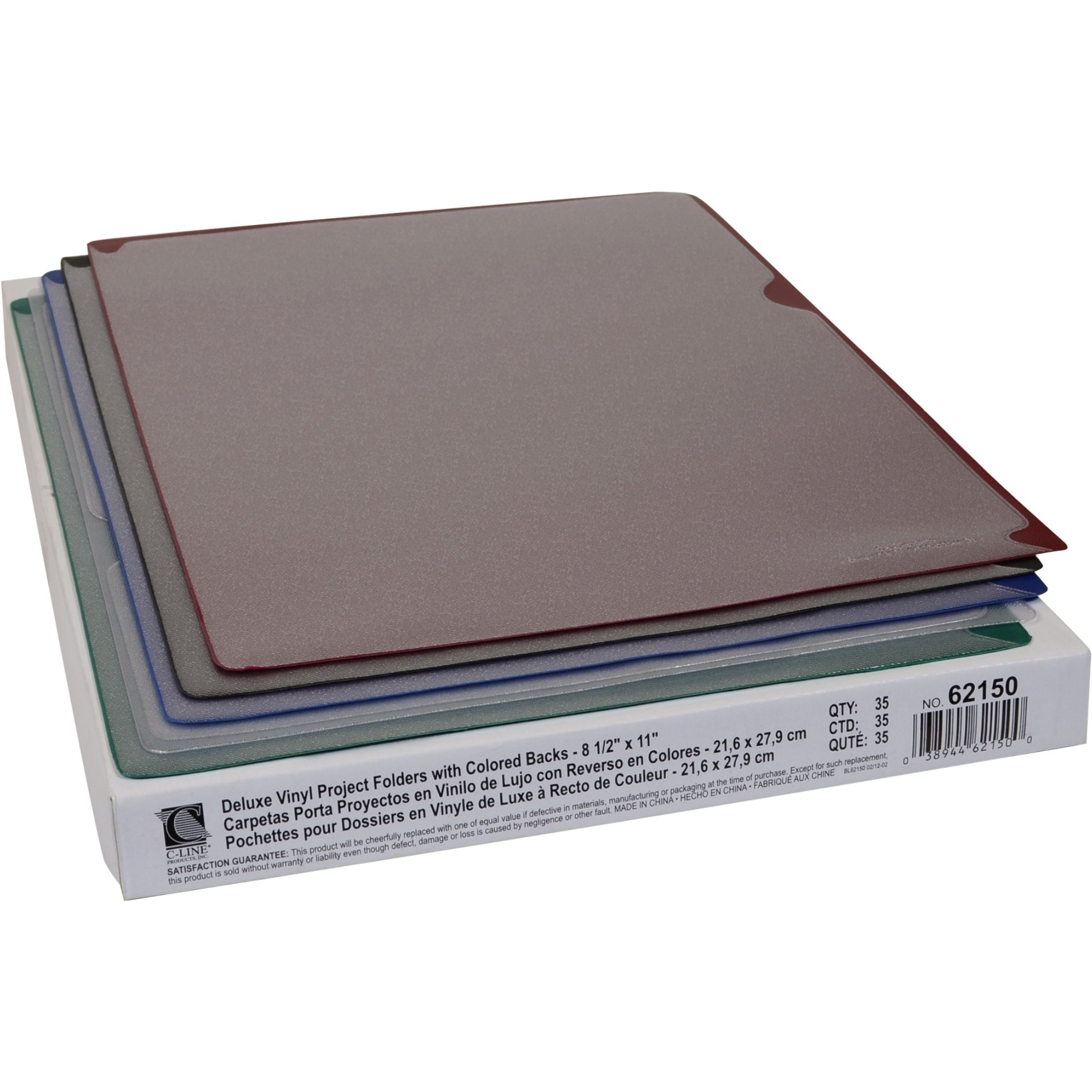 Deluxe Vinyl Project Folders With Colored Backs, 11 x 8 1/2, 35/BX, 62150
