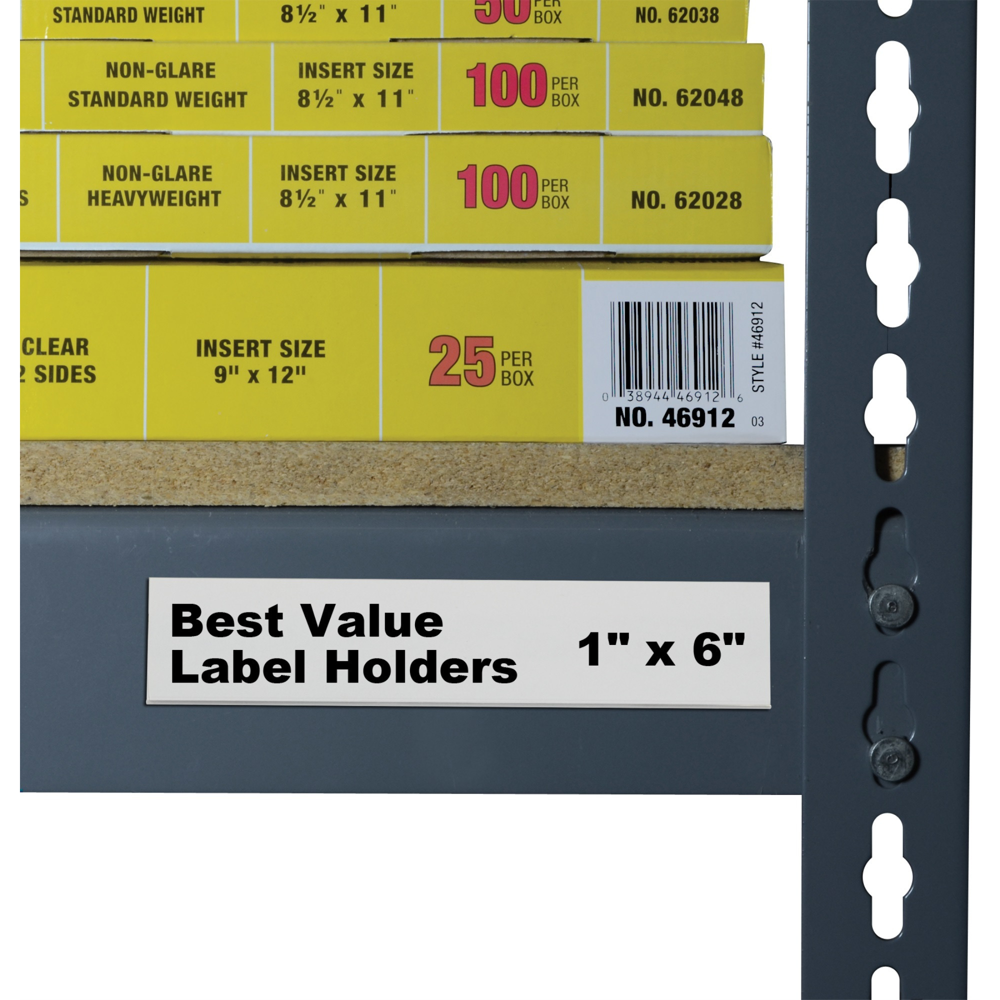 Best Value Peel & Stick Shelf/Bin Label Holders, 1 inch x 6 inch Removable Adhesive Label Holder, 50/PK, 87627