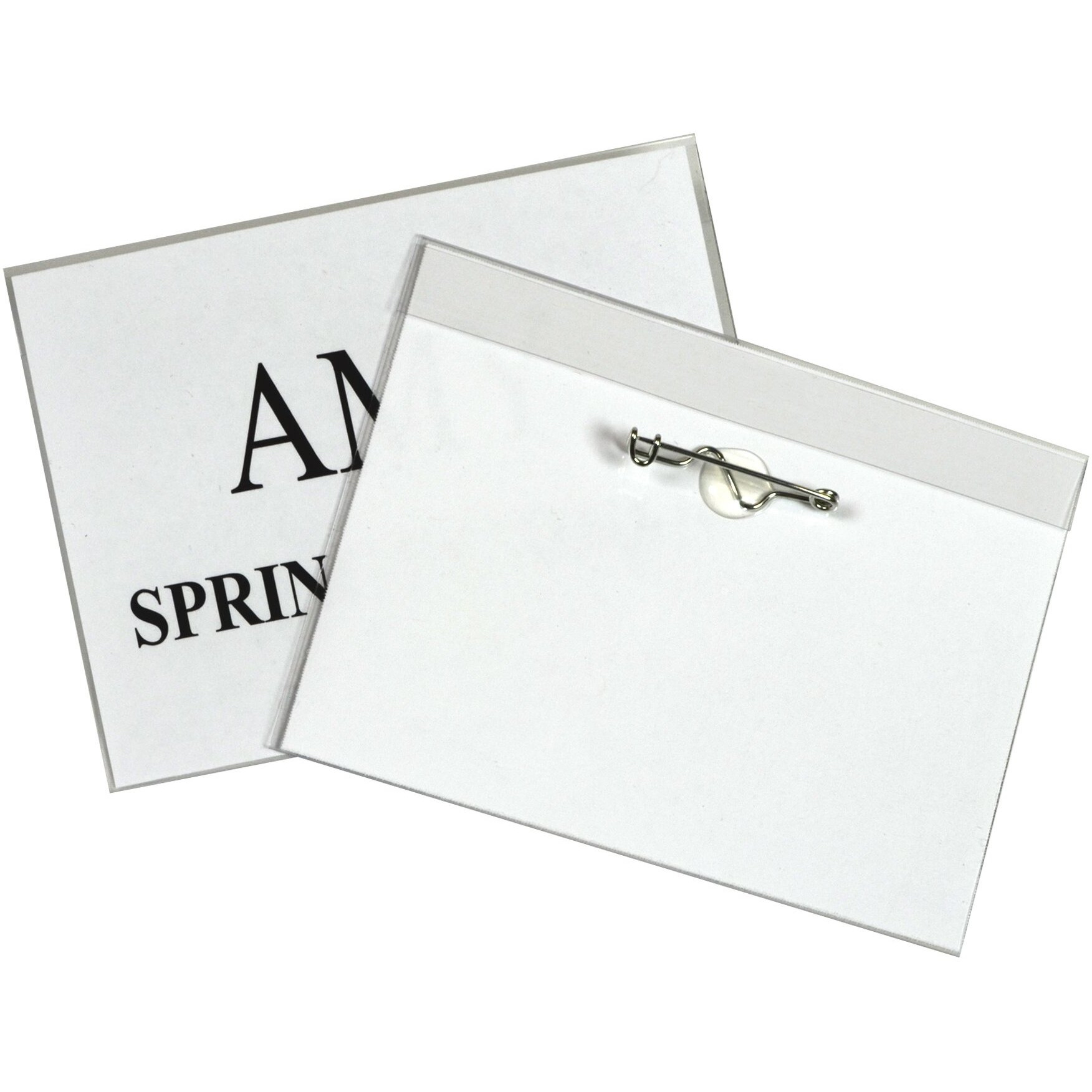 Pin Style Name Badges, Kit with inserts, clear, 4 x 3, 100/BX, 94043