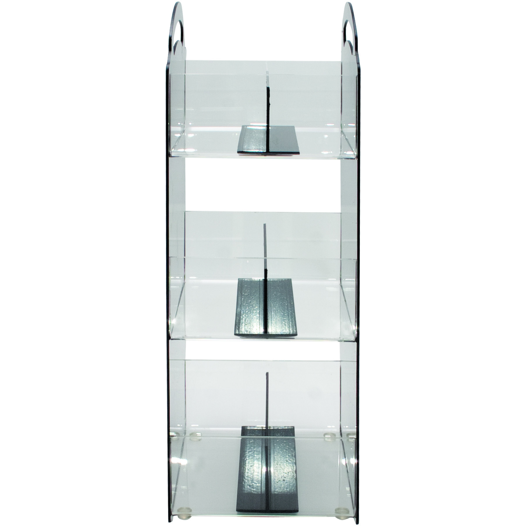 Compact Condiment Organizer, 3 Shelves, 6 Compartments, Black