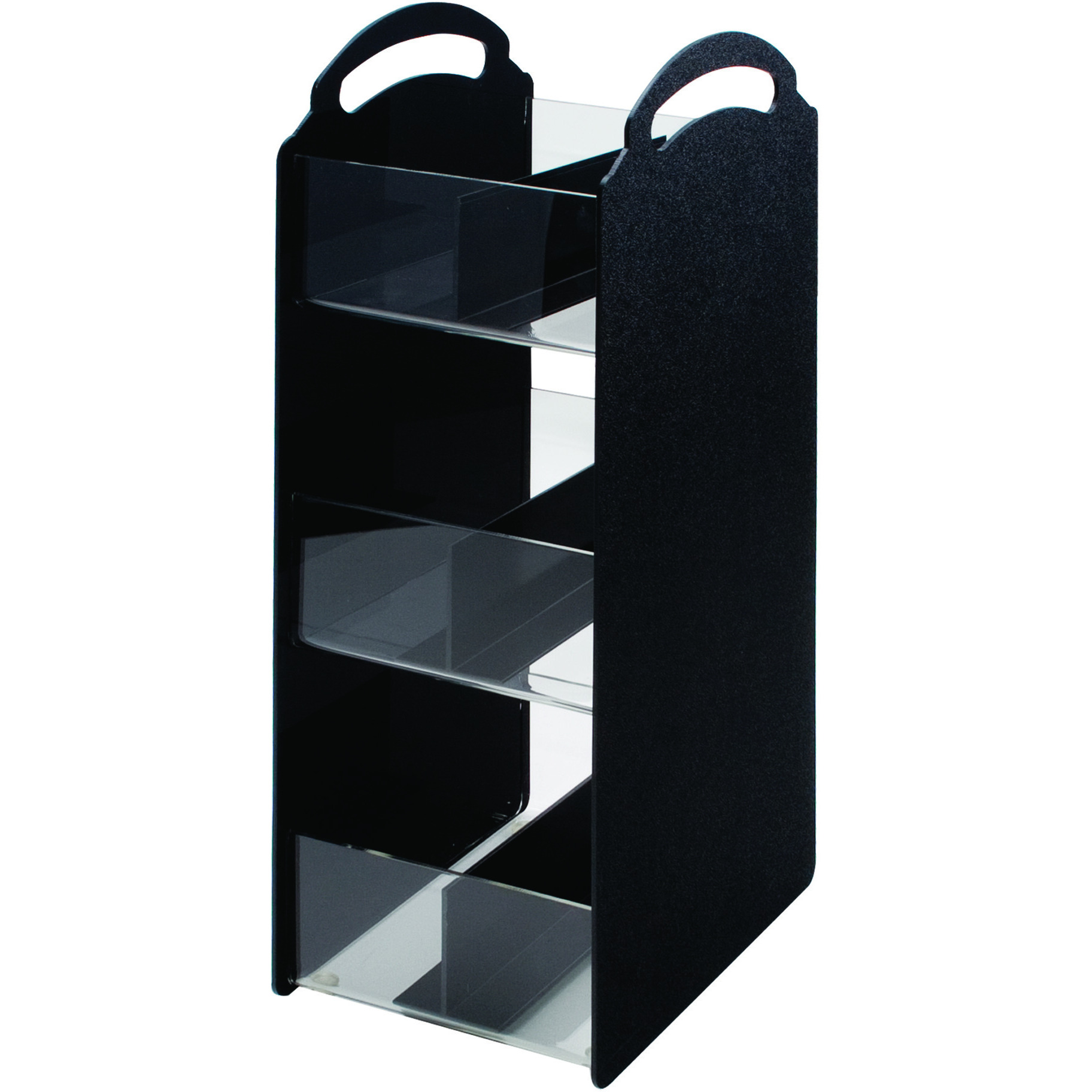 Compact Condiment Organizer, 3 Shelves, 6 Compartments, Black