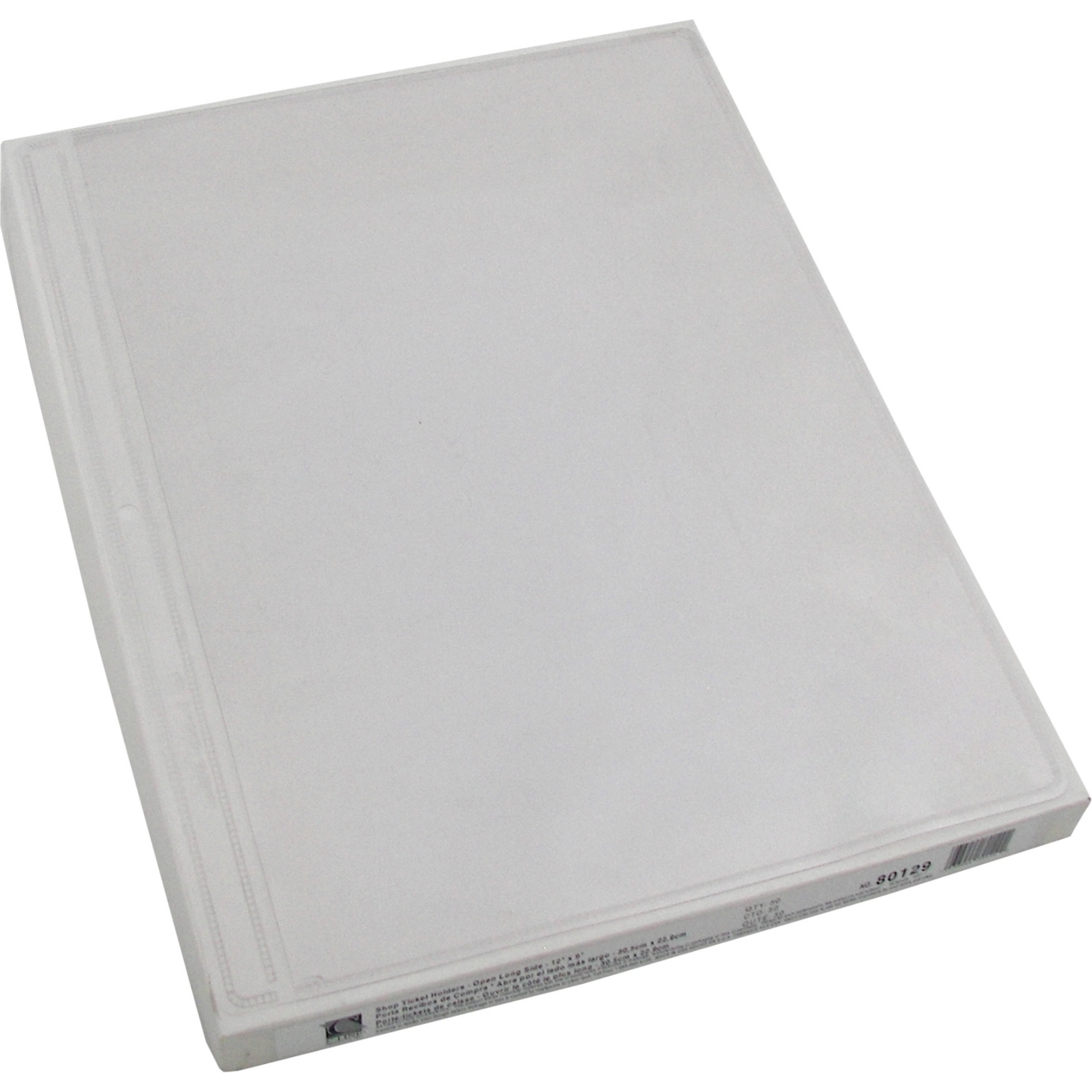 Shop ticket holders, welded vinyl, both sides clear, open long side, 12 X 9, 50/BX, 80129
