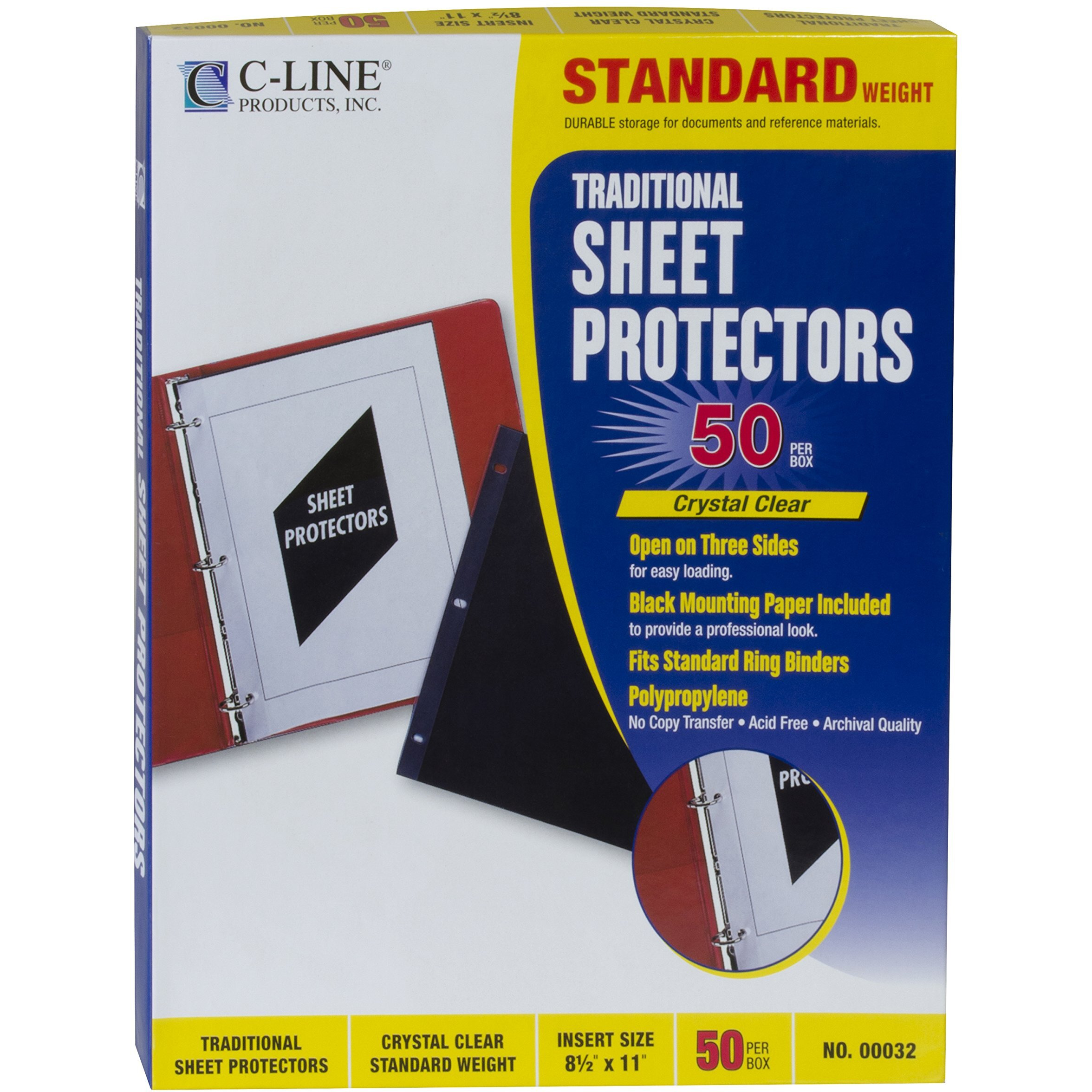 Traditional Polypropylene Sheet Protector, standard weight, 11 x 8 1/2, 50/BX, 00032