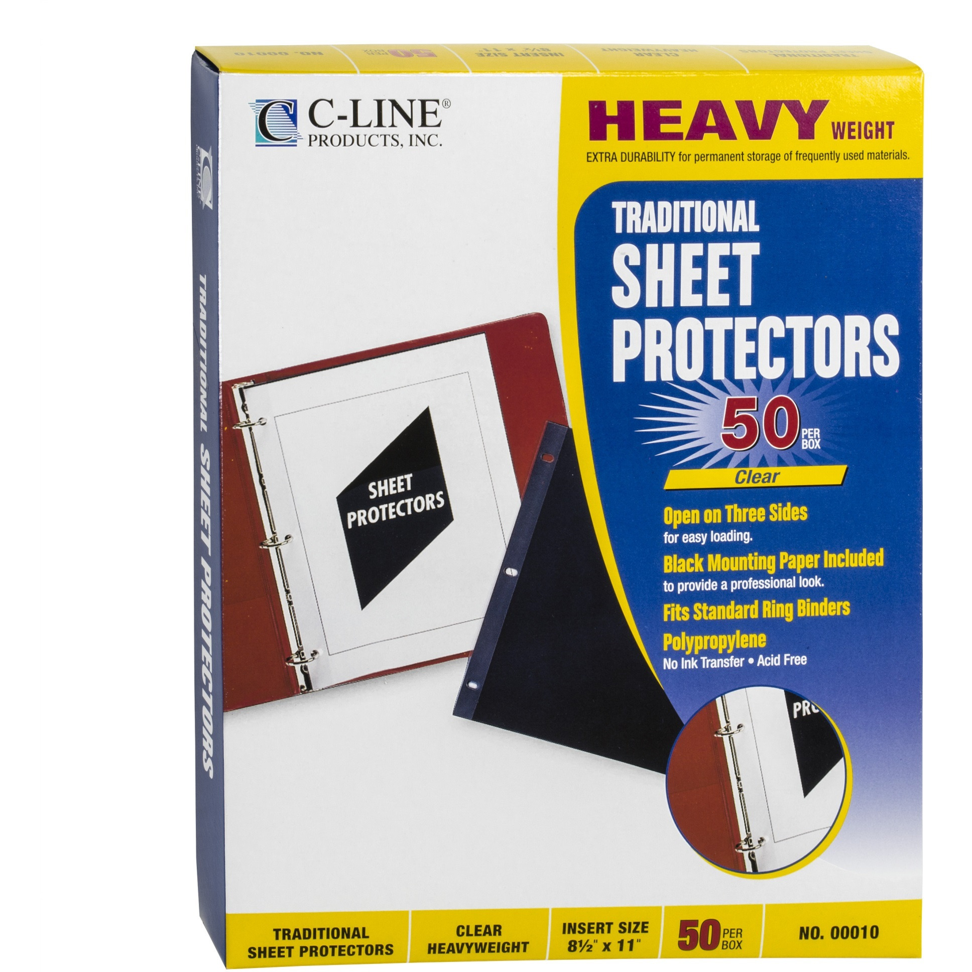 Traditional Polypropylene Sheet Protector, heavyweight, 11 x 8 1/2, 50/BX, 00010