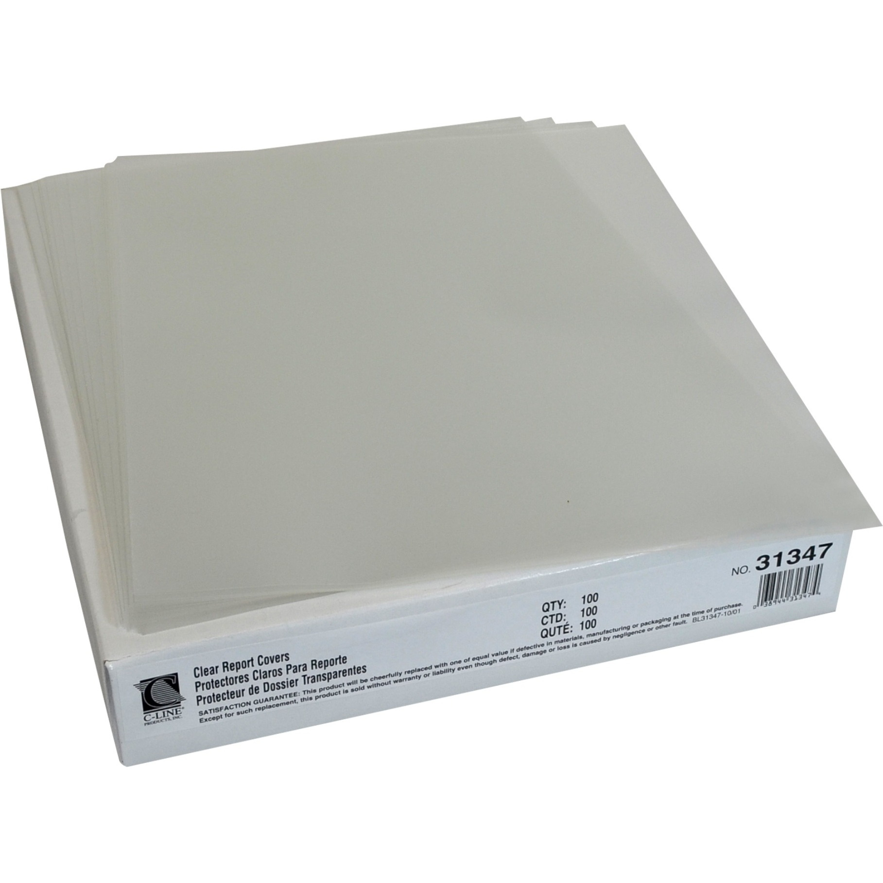 Report Covers Only, Economy Vinyl, Clear, 11 x 8 1/2, 100/BX, 31347