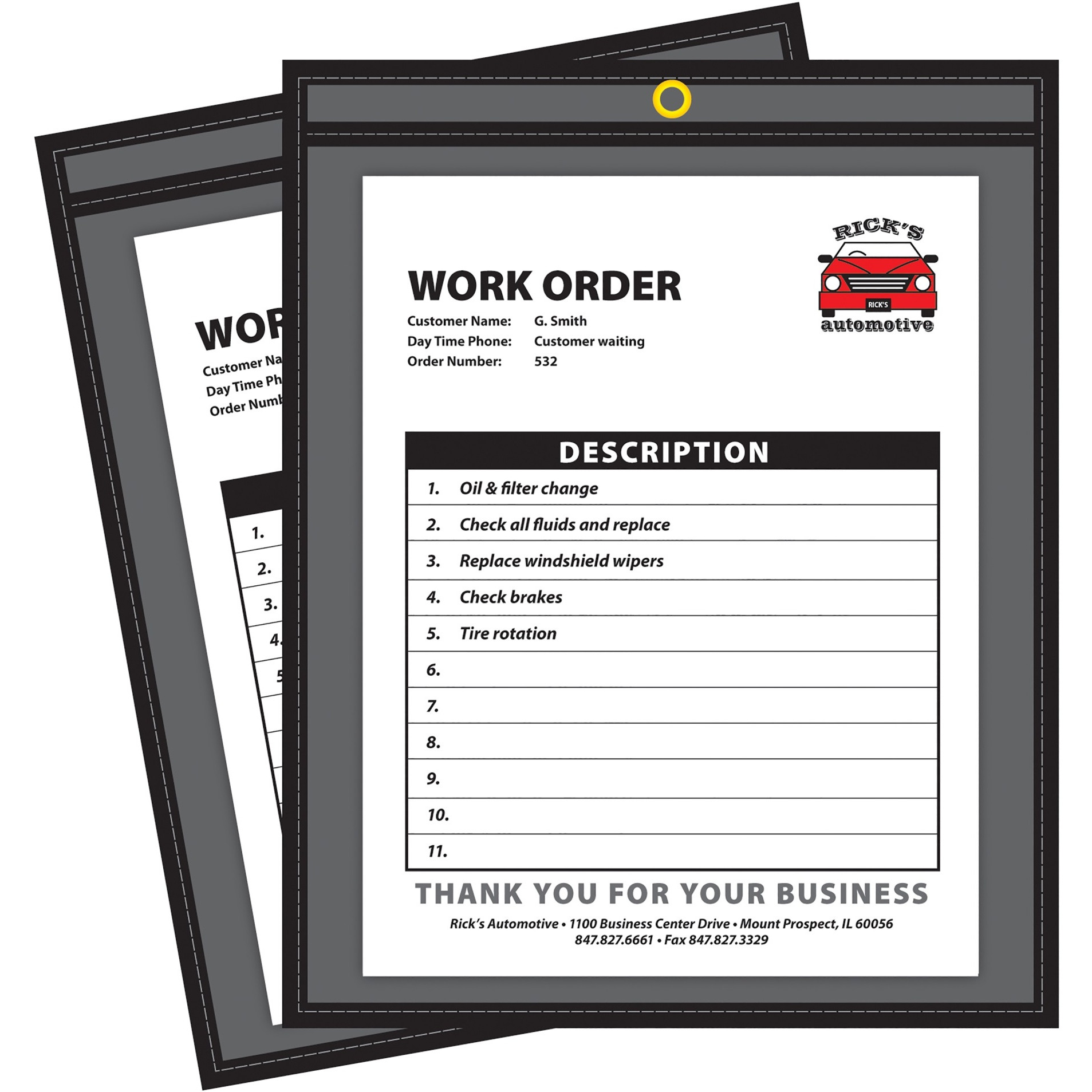 Shop Ticket Holders, Stitched, one side clear, 8-1/2 x 11, 25/BX, 45911