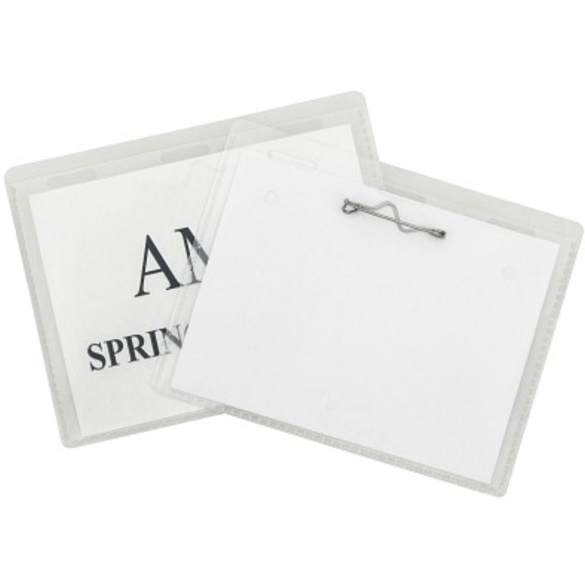 Pin Style Name Badges, Kit with inserts, clear, 3 1/2 x 2 1/4, 100/BX, 94223