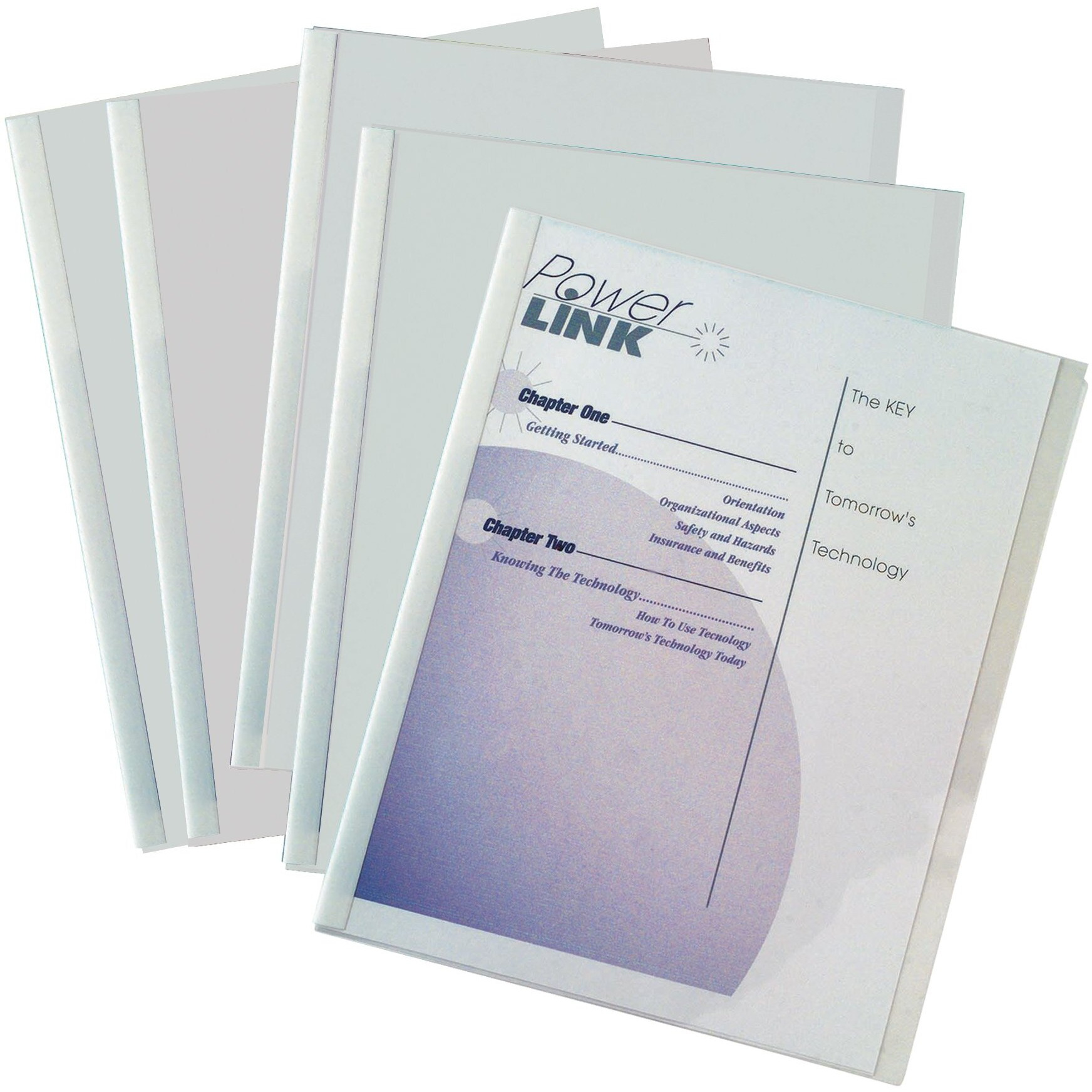 Economy Vinyl Report Covers with Binding Bars, economy, clear, white binding bars, 11 x 8 1/2, 50/BX, 32457