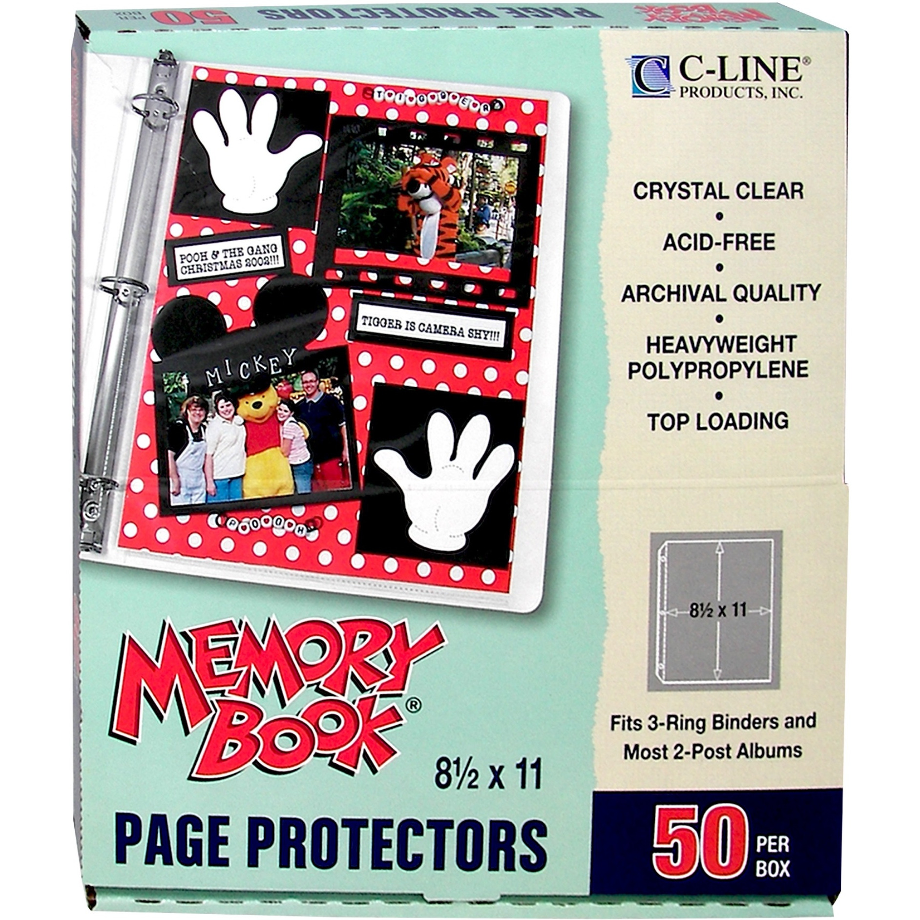 Memory Book 8-1/2 x 11 Scrapbook Page Protector, top load, clear, 50/BX, 62077
