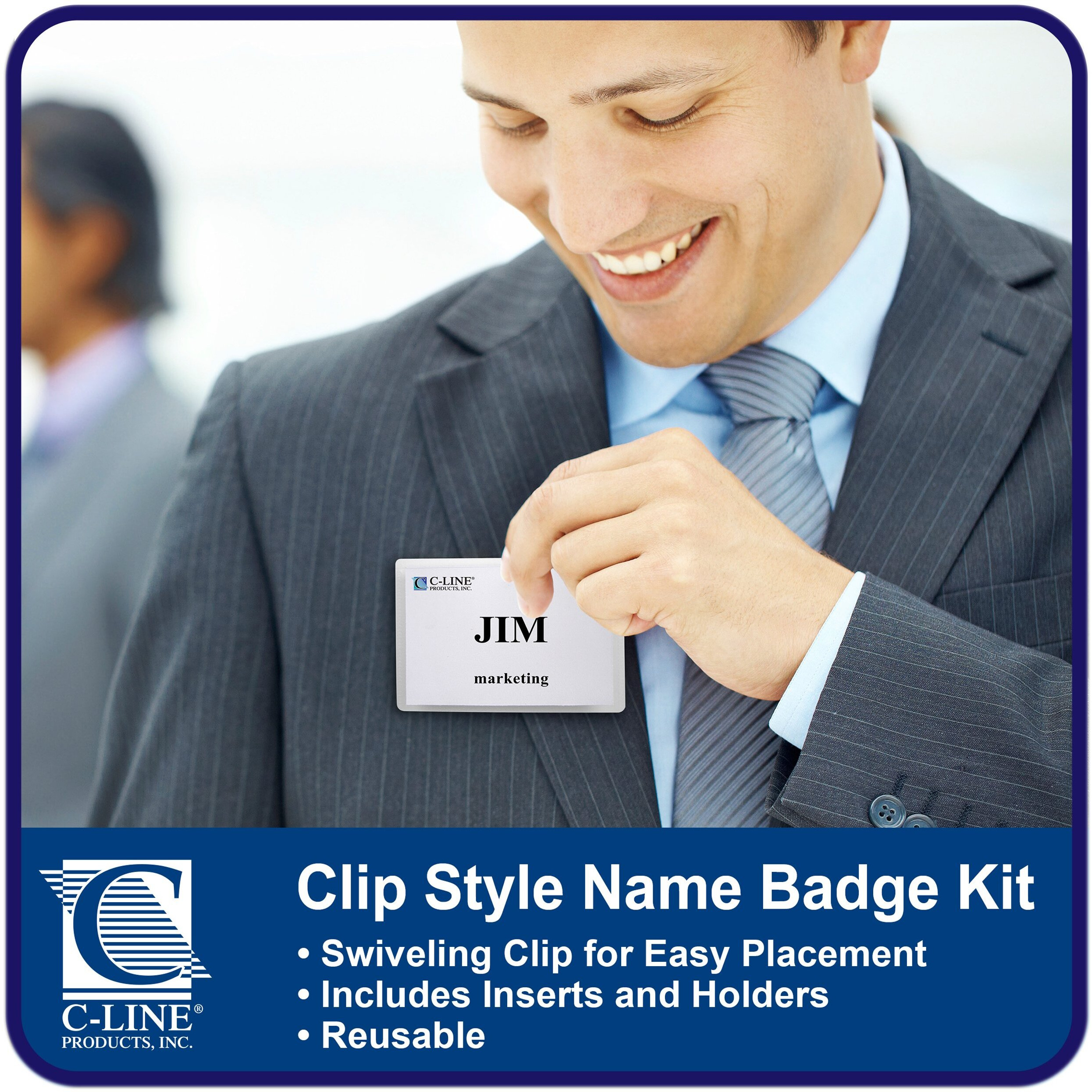 Clip Style Name Badge Holders, Sealed with inserts, 4 x 3, 96/BX, 95596