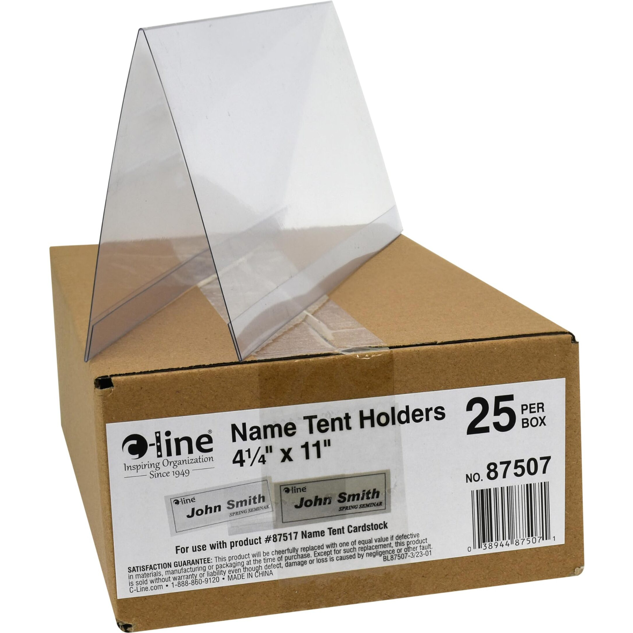 Large Rigid Heavyweight Plastic Name Tent Holder, 4 1/4 x 11, 25/BX, 87507