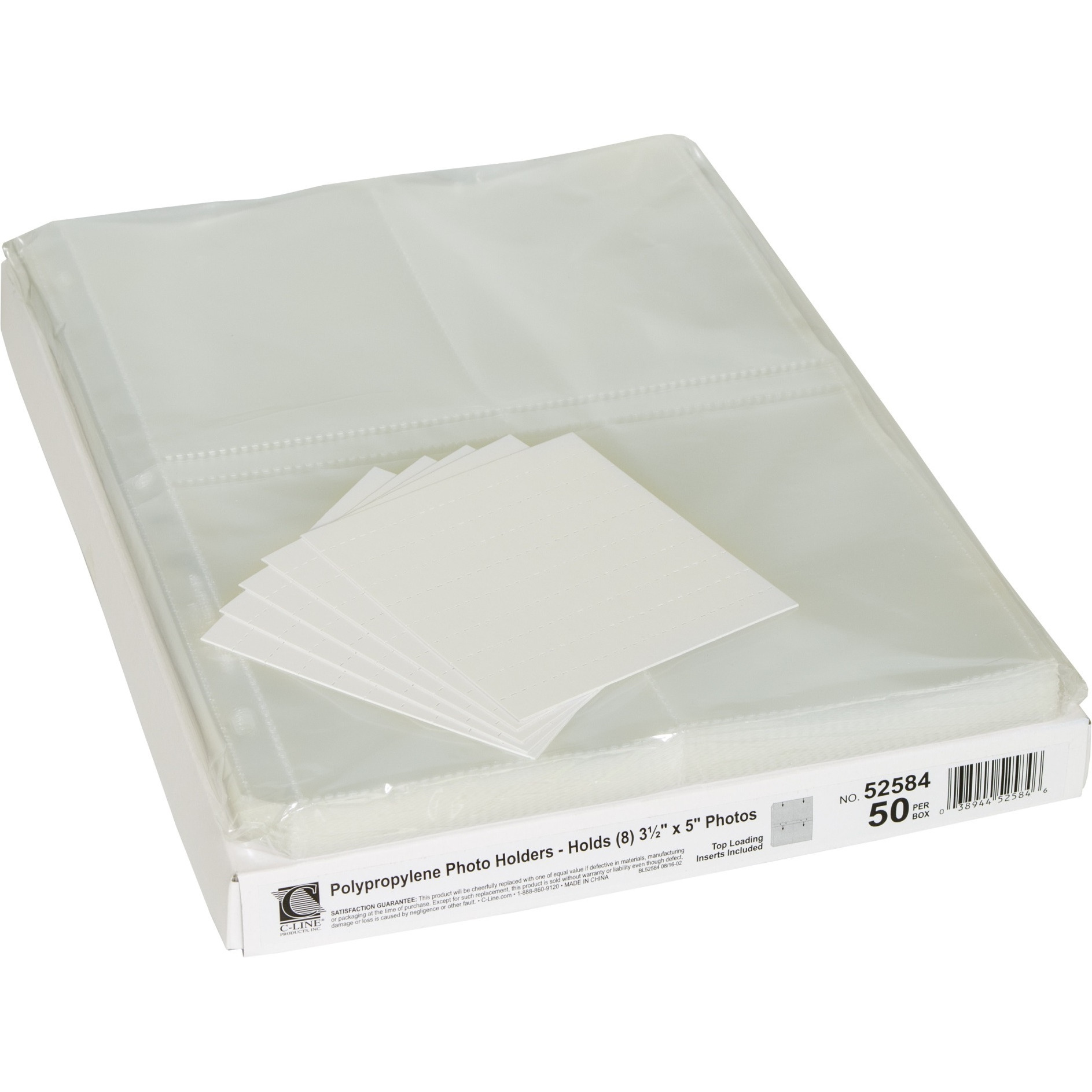 35mm Ring Binder Photo Storage Pages - 3 1/2 x 5, Traditional clear - top load, 11 1/4 x 8 1/8, 50/BX, 52584