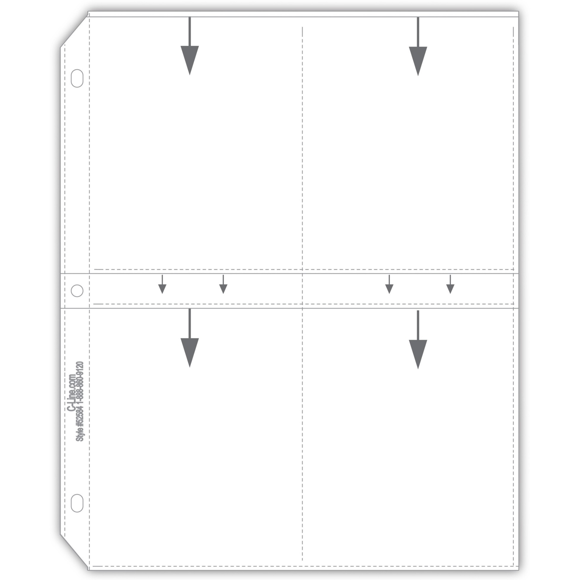 35mm Ring Binder Photo Storage Pages - 3 1/2 x 5, Traditional clear - top load, 11 1/4 x 8 1/8, 50/BX, 52584