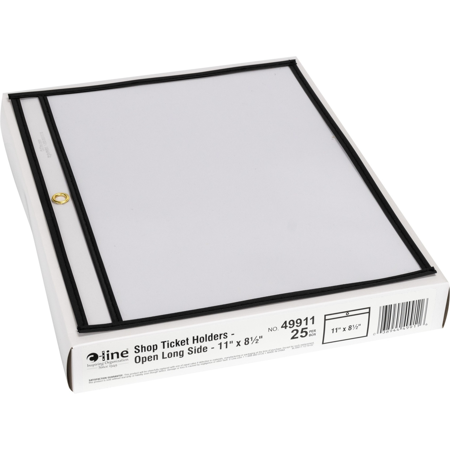 Shop Ticket Holders, Stitched, both sides clear, Open long side, 11 x 8 1/2, 25/BX, 49911