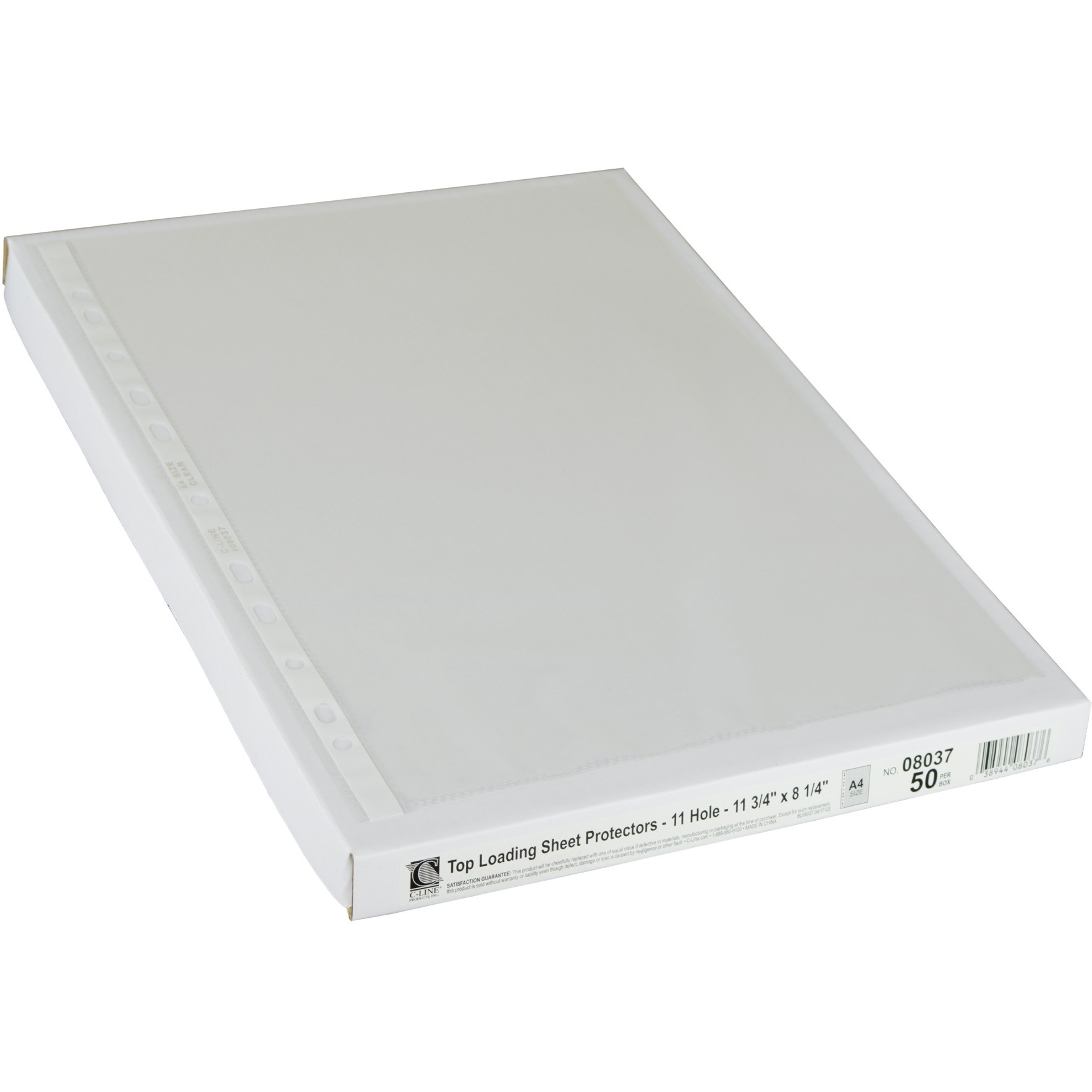 Standard Weight Polypropylene Sheet Protector, A4 size, clear, 11 3/4 x 8 1/4, 50/BX, 08037