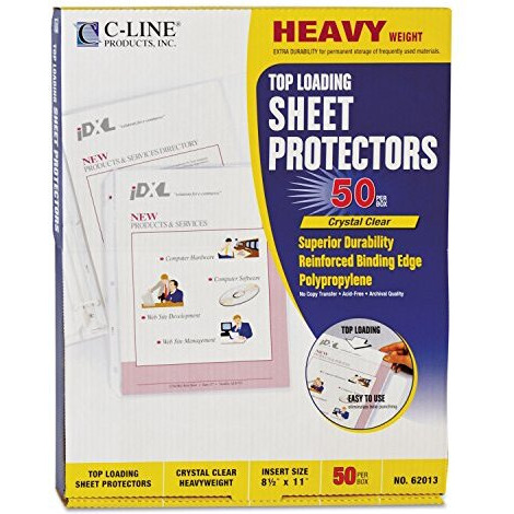 Heavyweight Polypropylene Sheet Protector, clear, 11 x 8 1/2, 50/BX, 62013