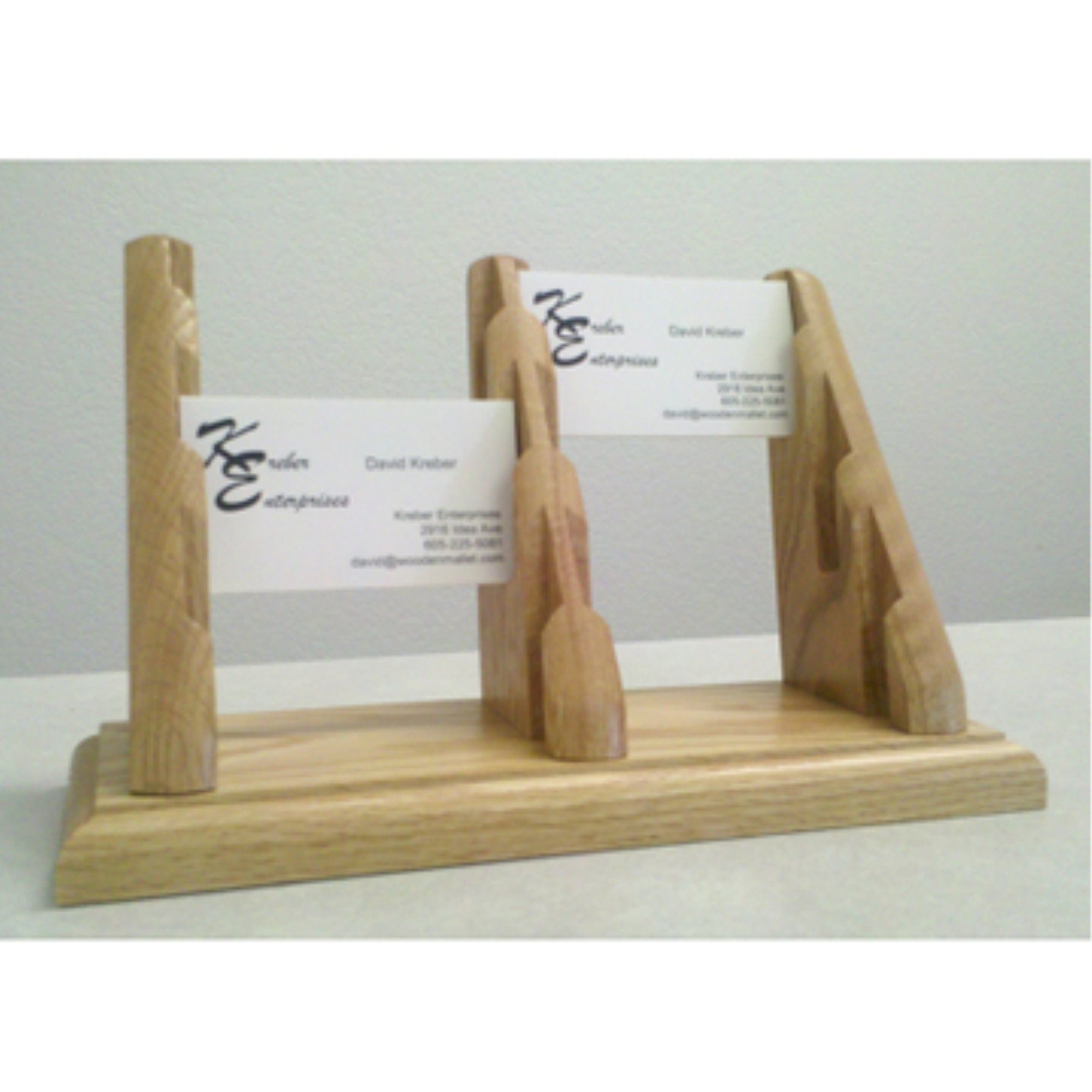 Wooden Mallet 3 Pocket Countertop Business Card Holder, Mahogany