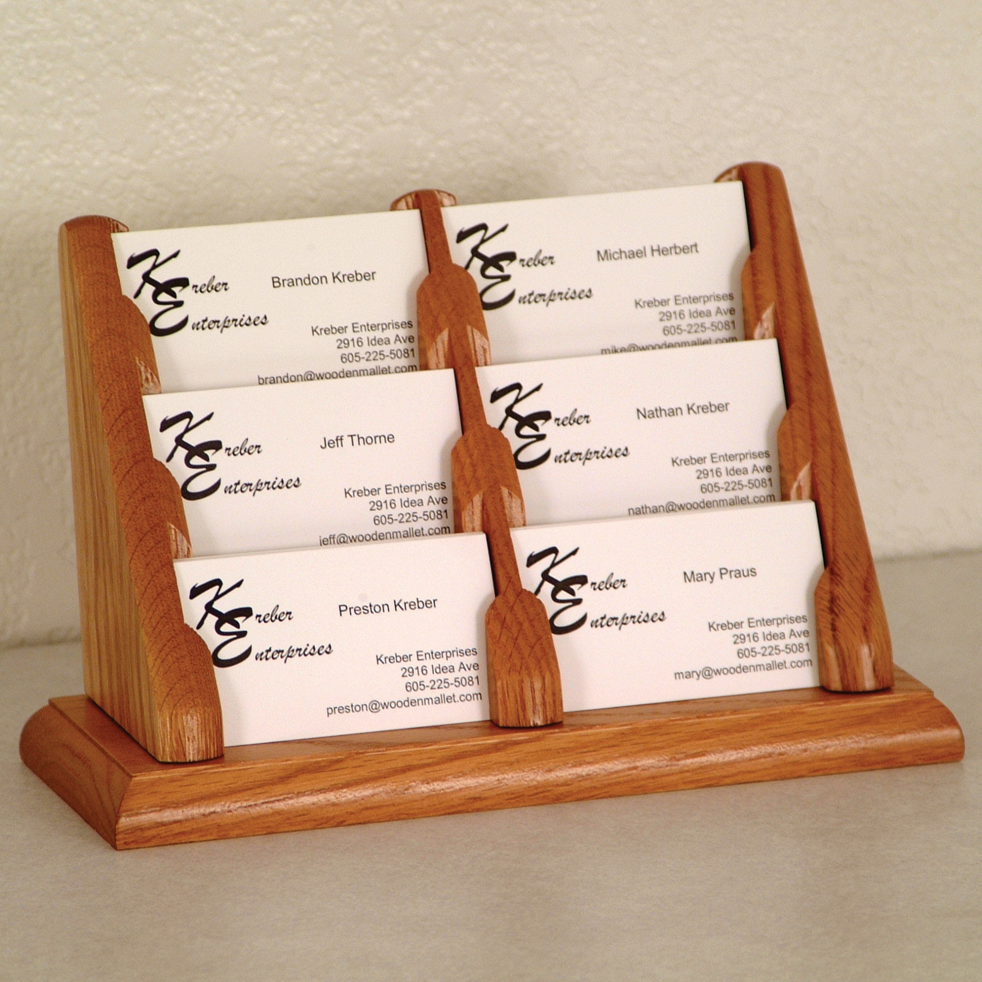 Wooden Mallet 6 Pocket Countertop Business Card Holder, Medium Oak