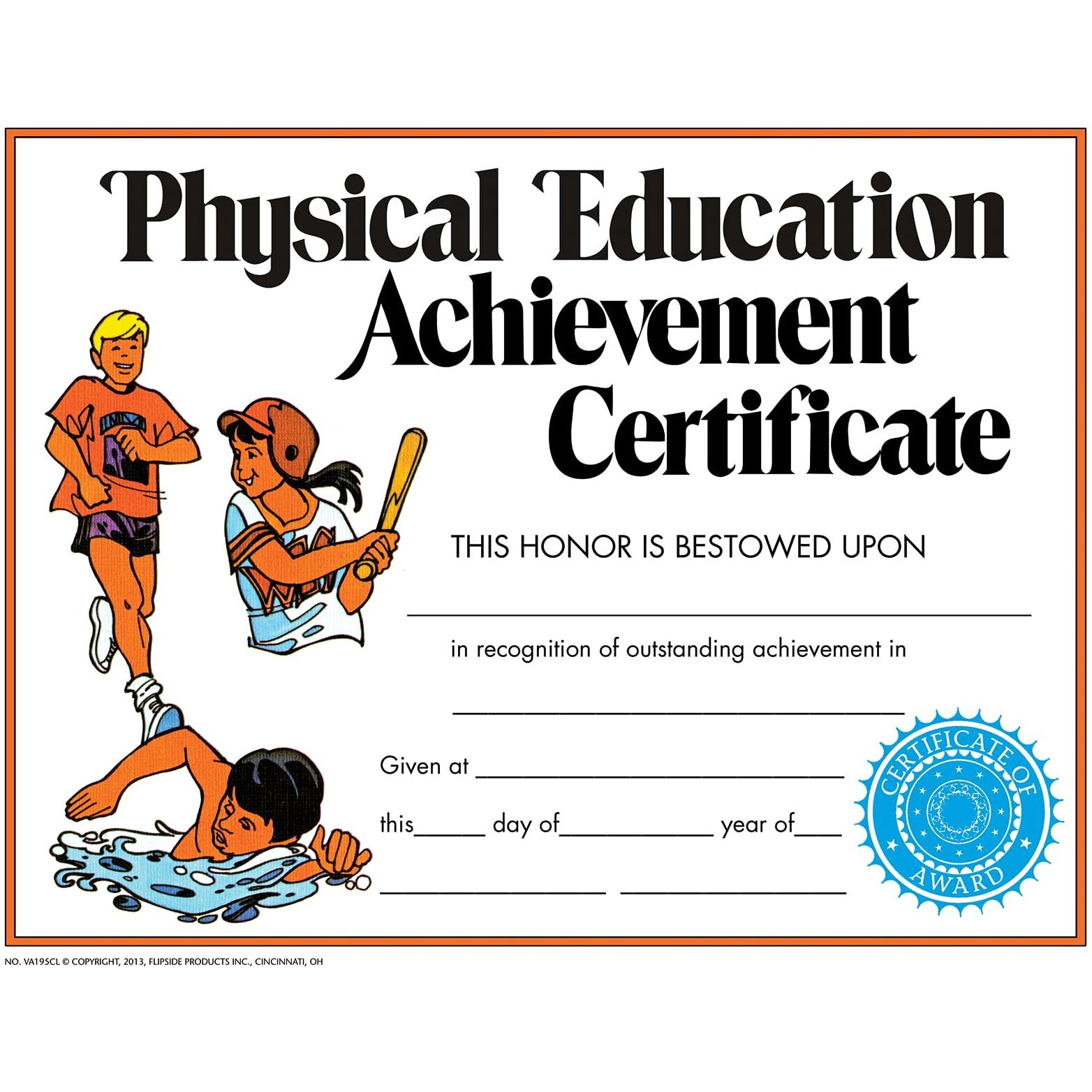 CERTIFICATE PHYSICAL EDUCATION 30PK