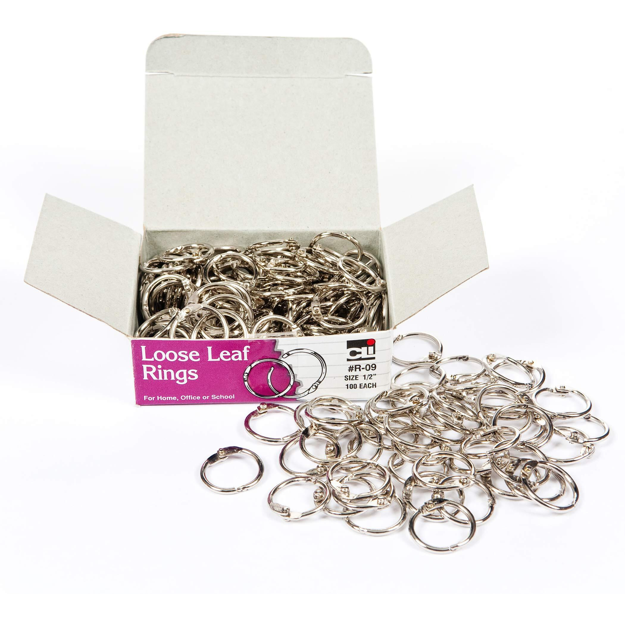 CLI Multipurpose Book Rings - 0.5" Diameter - Round - Silver - Steel - 100 / Box